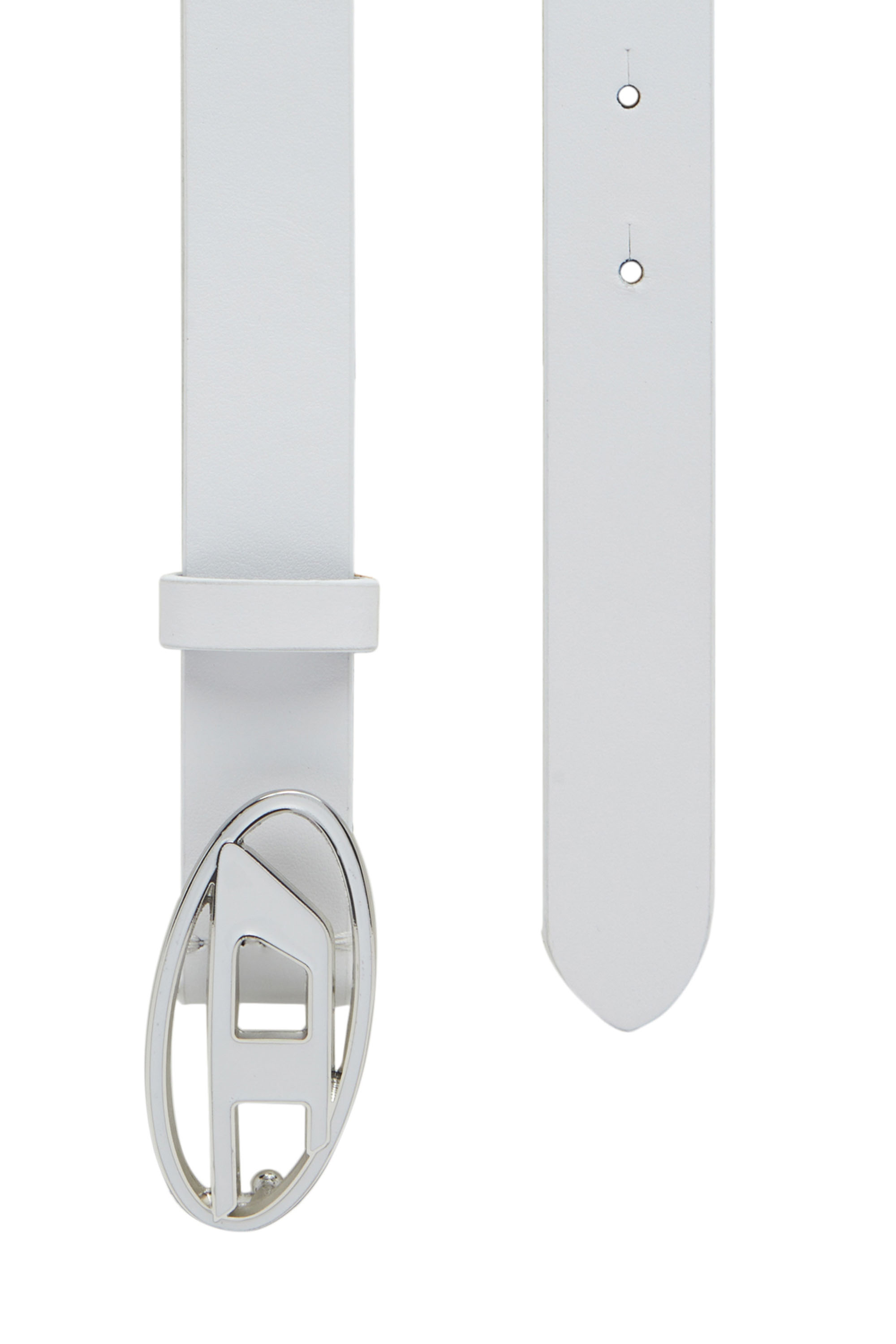 Diesel - B-1DR 25, Woman's 2.4cm leather belt with enamelled buckle in White - 2