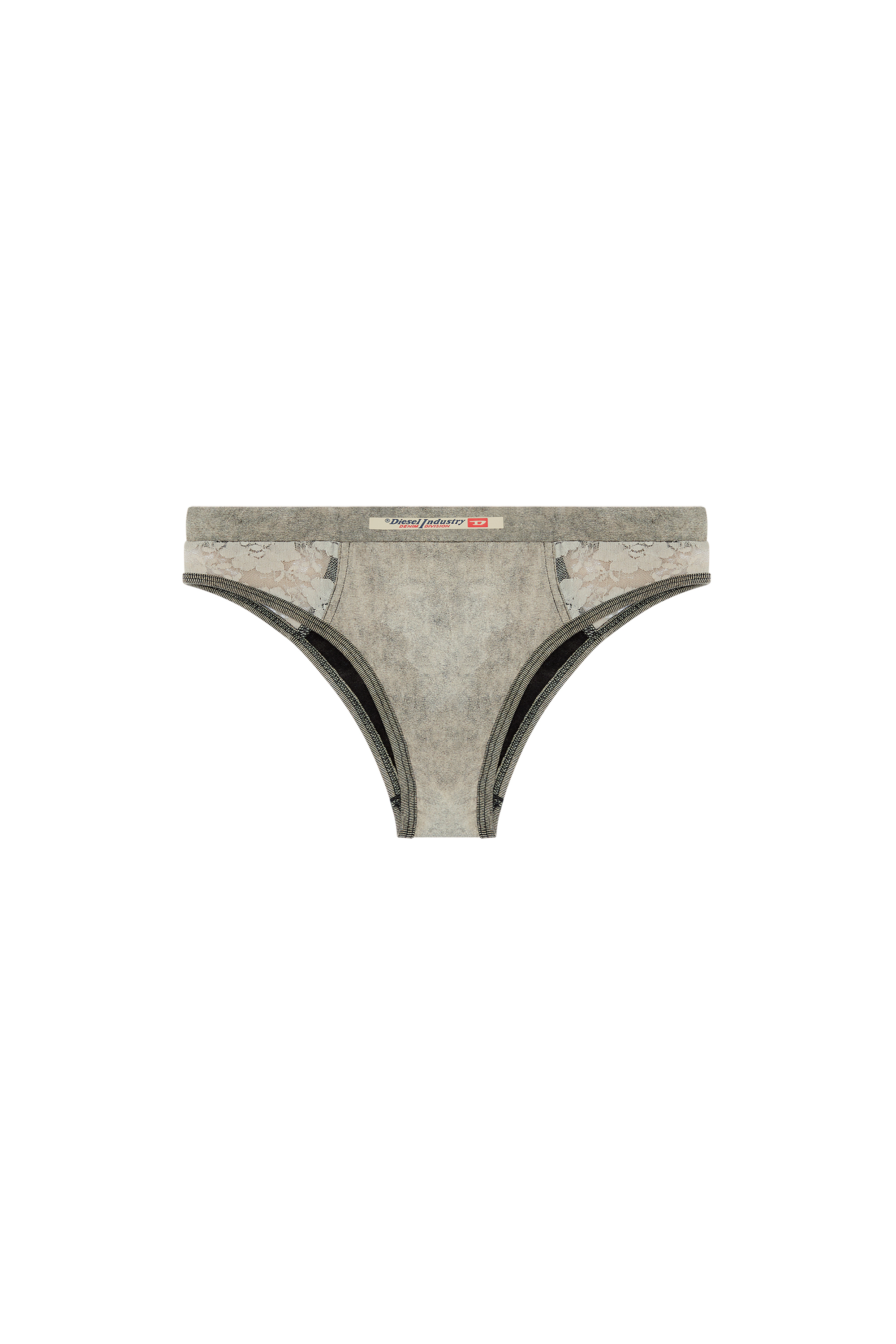 Diesel - UFPN-DENIM-LACE-BIKINI-BRIEF, Woman Marbled briefs with lace panels in Grey - Image 4