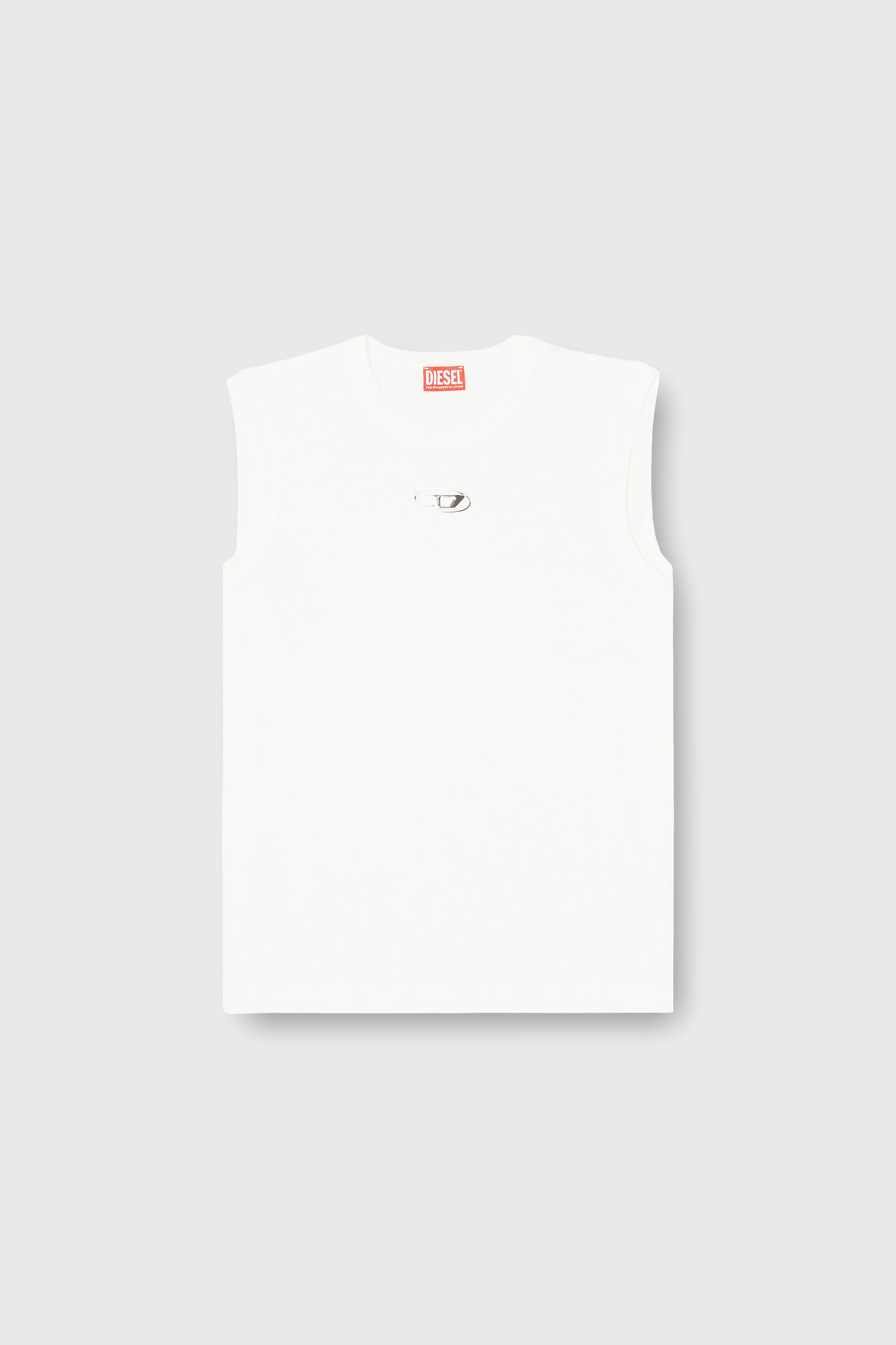 Diesel - T-BISCO-IOD, Man's Cotton tank top with metallic Oval D in White - 2