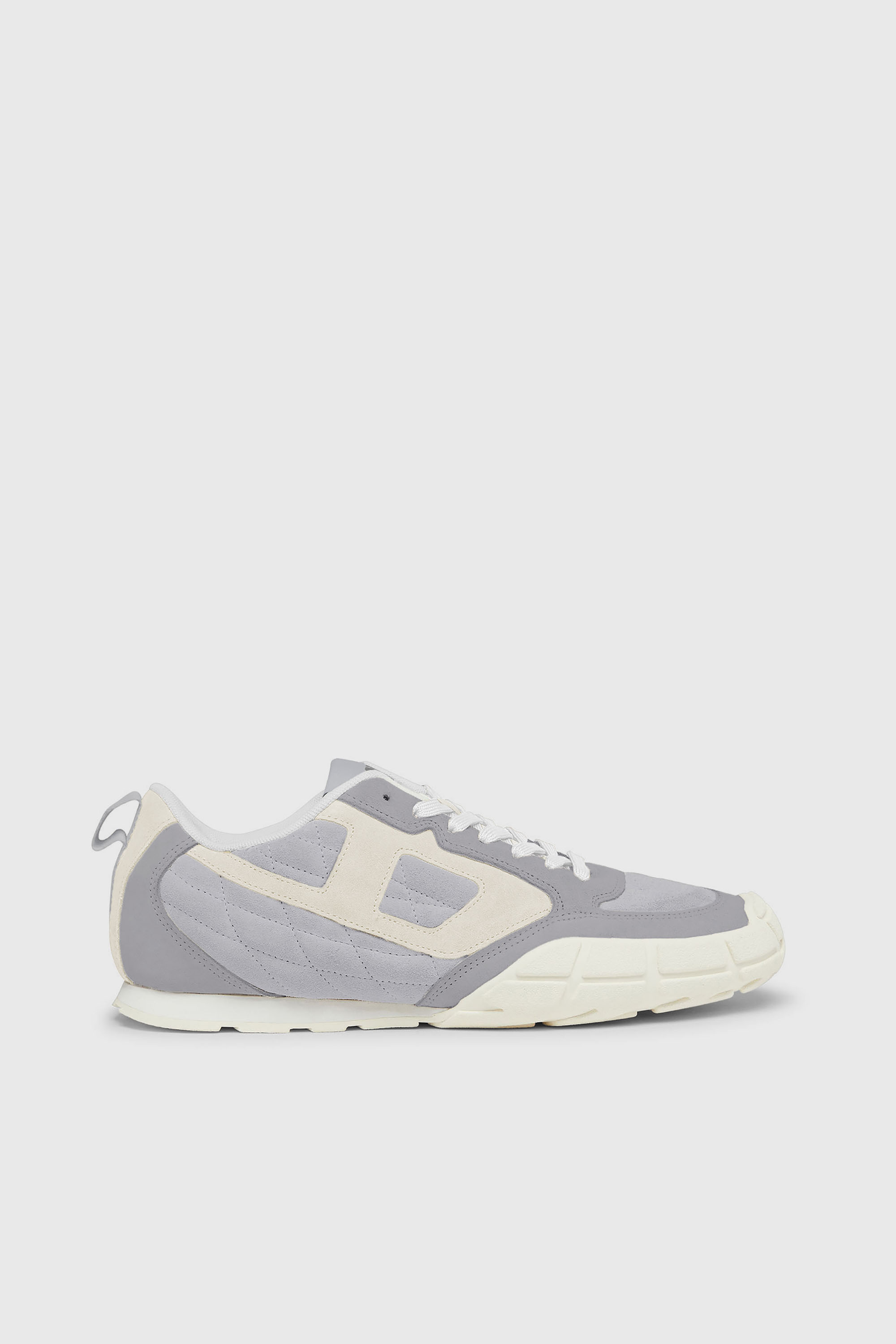 Diesel - S-PAGODHA LOW, Man's S-Pagodha-Quilted suede sneakers in Grey/White - 1