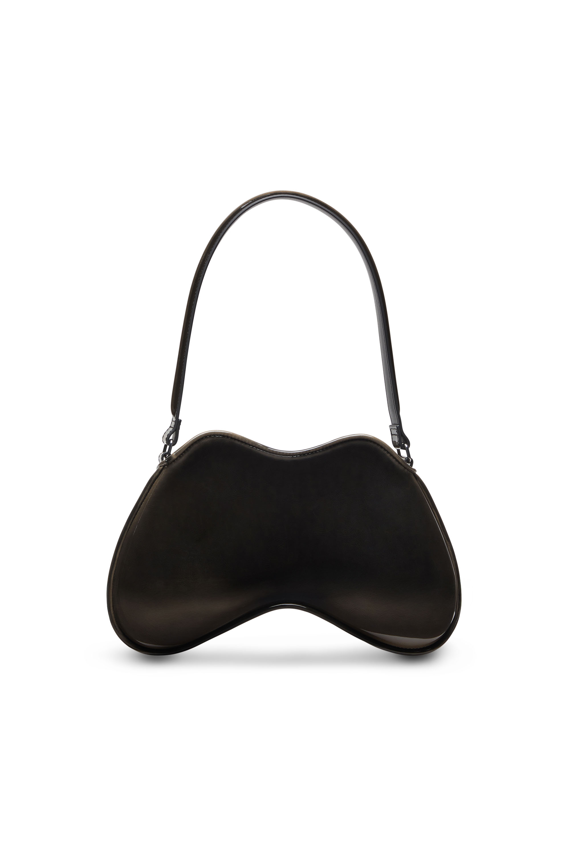 Diesel - DOUBLE-D SHOULDER, Woman's Double-D-Rigid shoulder bag in dégradé glossy PU in Black/Bronze - 3