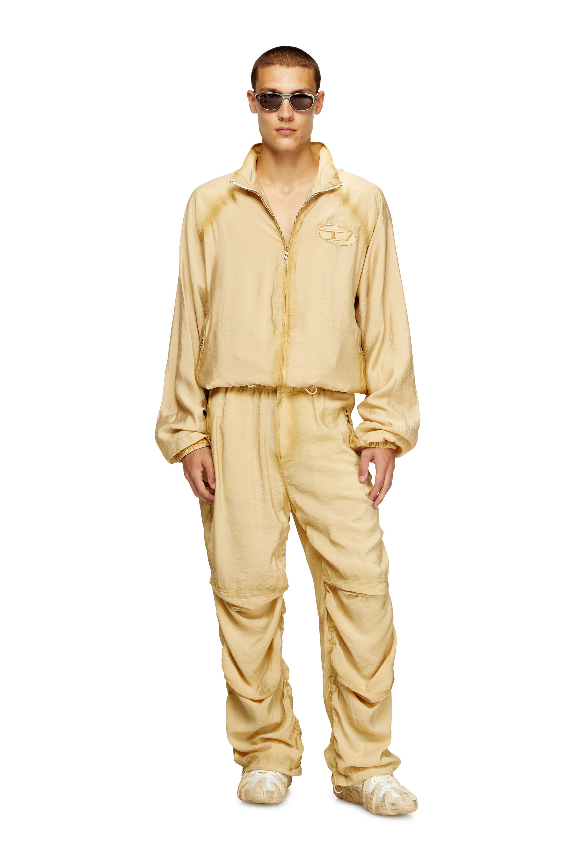 Diesel - J-HENRI-SOUVENIR, Man's Souvenir-style embroidered track jacket in Beige - 1