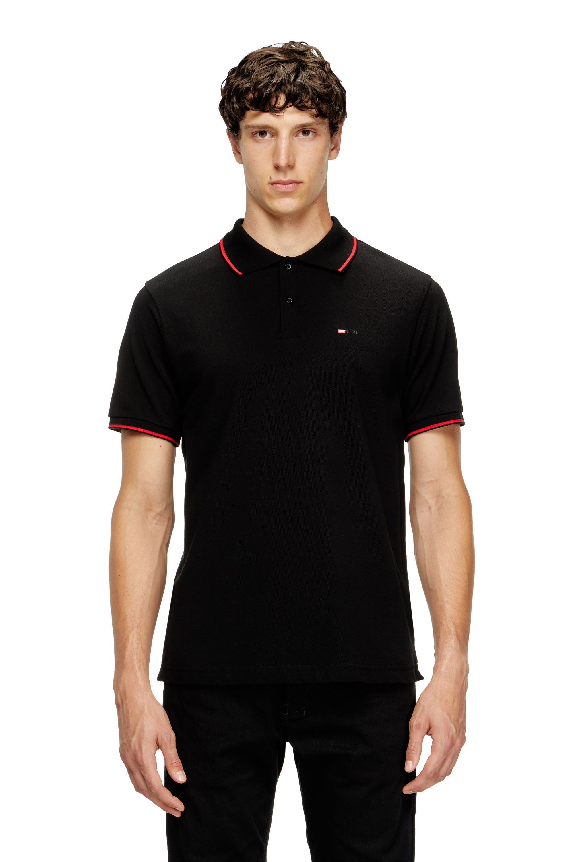 Diesel - T-FERRY-MICRODIV, Man's Polo shirt with micro Diesel embroidery in Black - 3