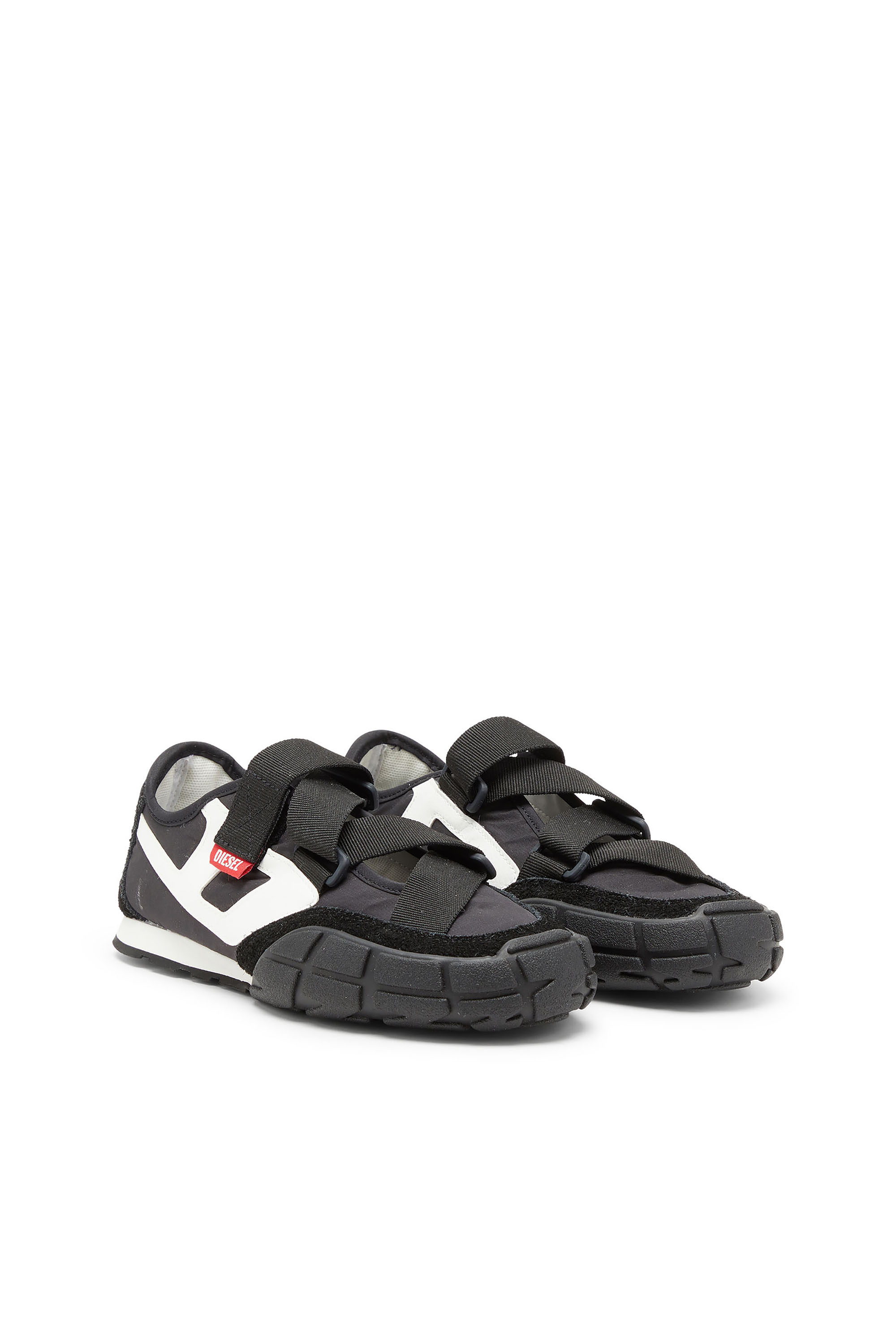 Diesel - S-PAGODHA SLIP-ON W, Woman's S-Pagodha-Tongue-free strap sneakers in ripstop in Black/White - 4