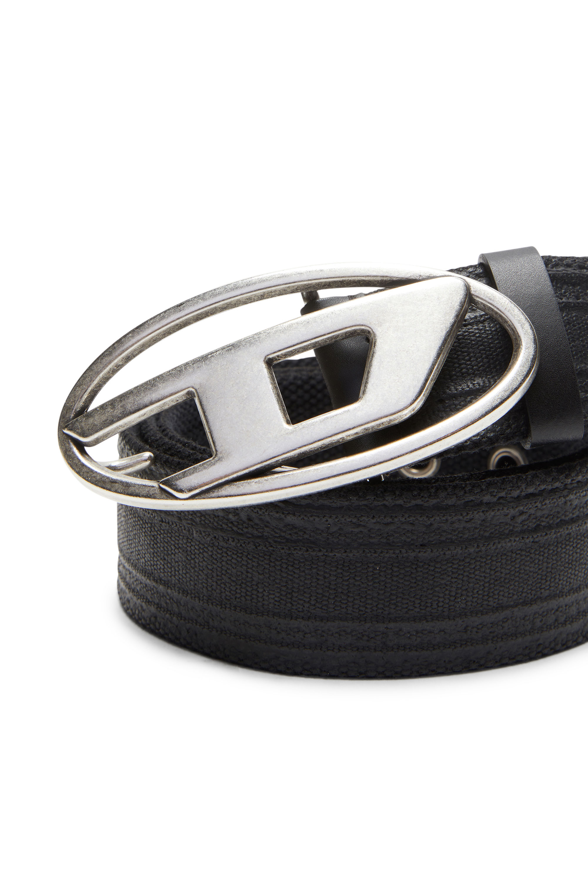 Diesel - B-1DR TAPE, Man's 4cm tape belt in waxed cotton in Black - 3