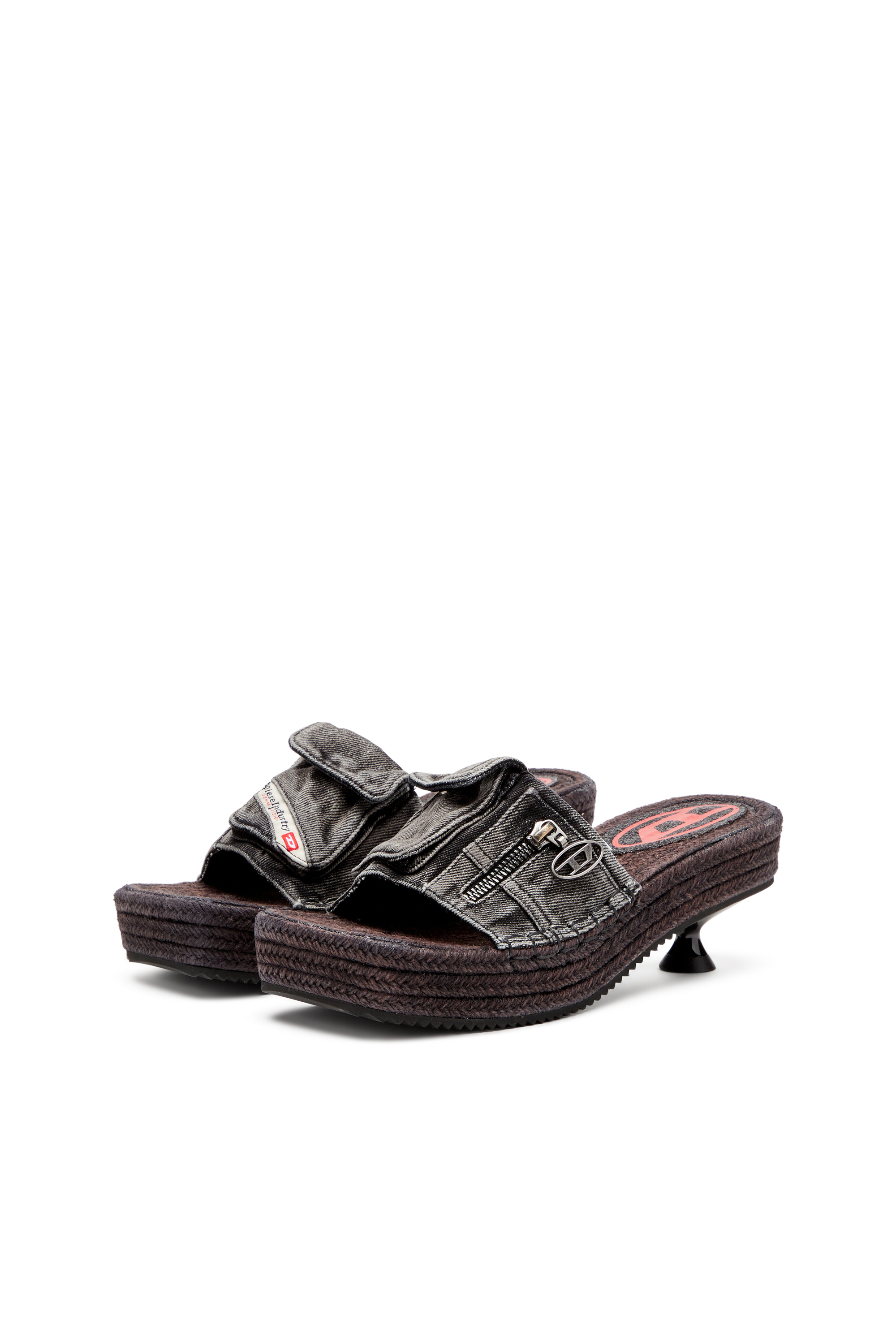 Diesel - D-IBIZA 40 PCK, Woman's Heeled platform espadrilles in denim in Black - 8