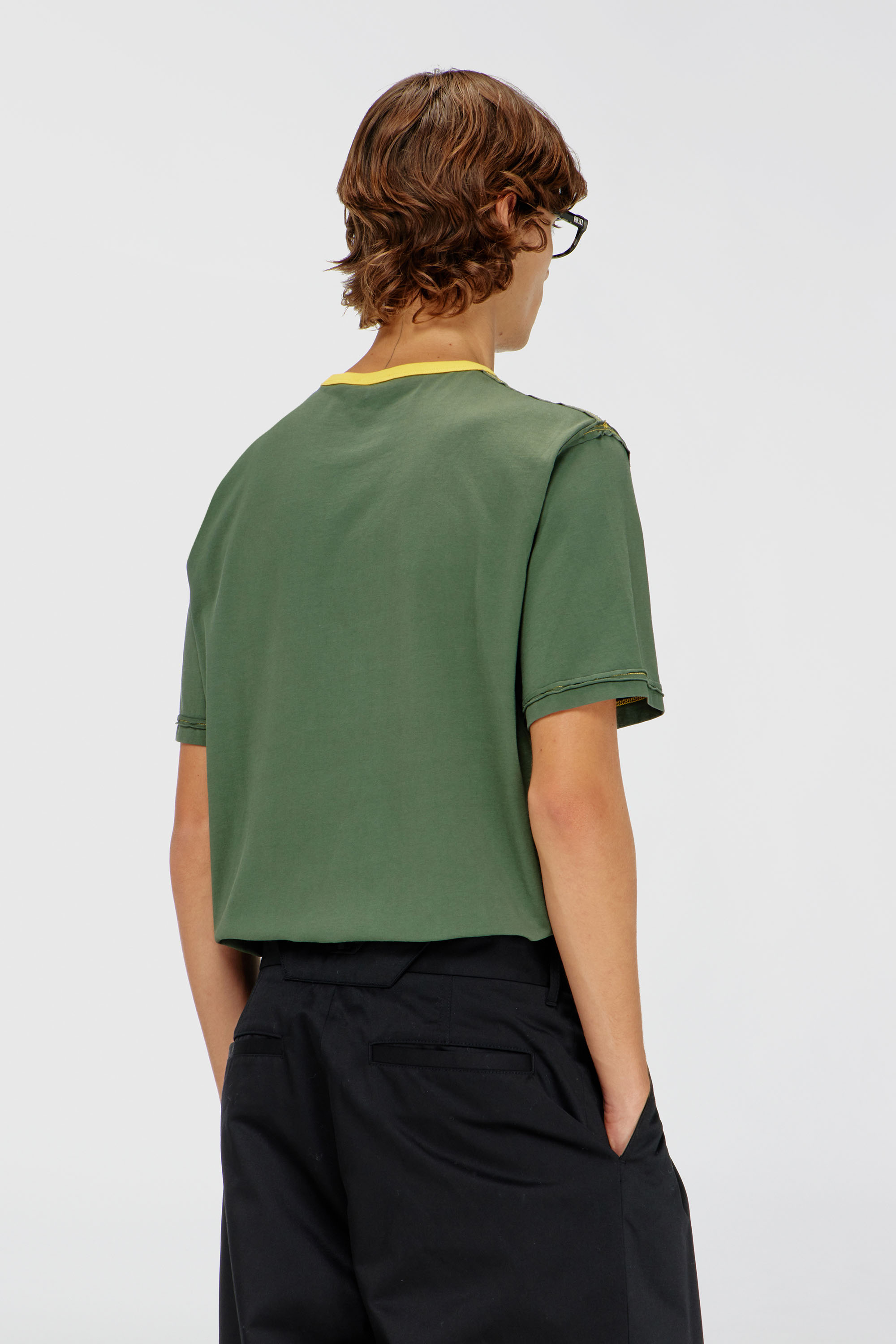Diesel - T-ADJUST-CUT-OD, Man's T-shirt with sectioned Oval D in Olive Green - 4
