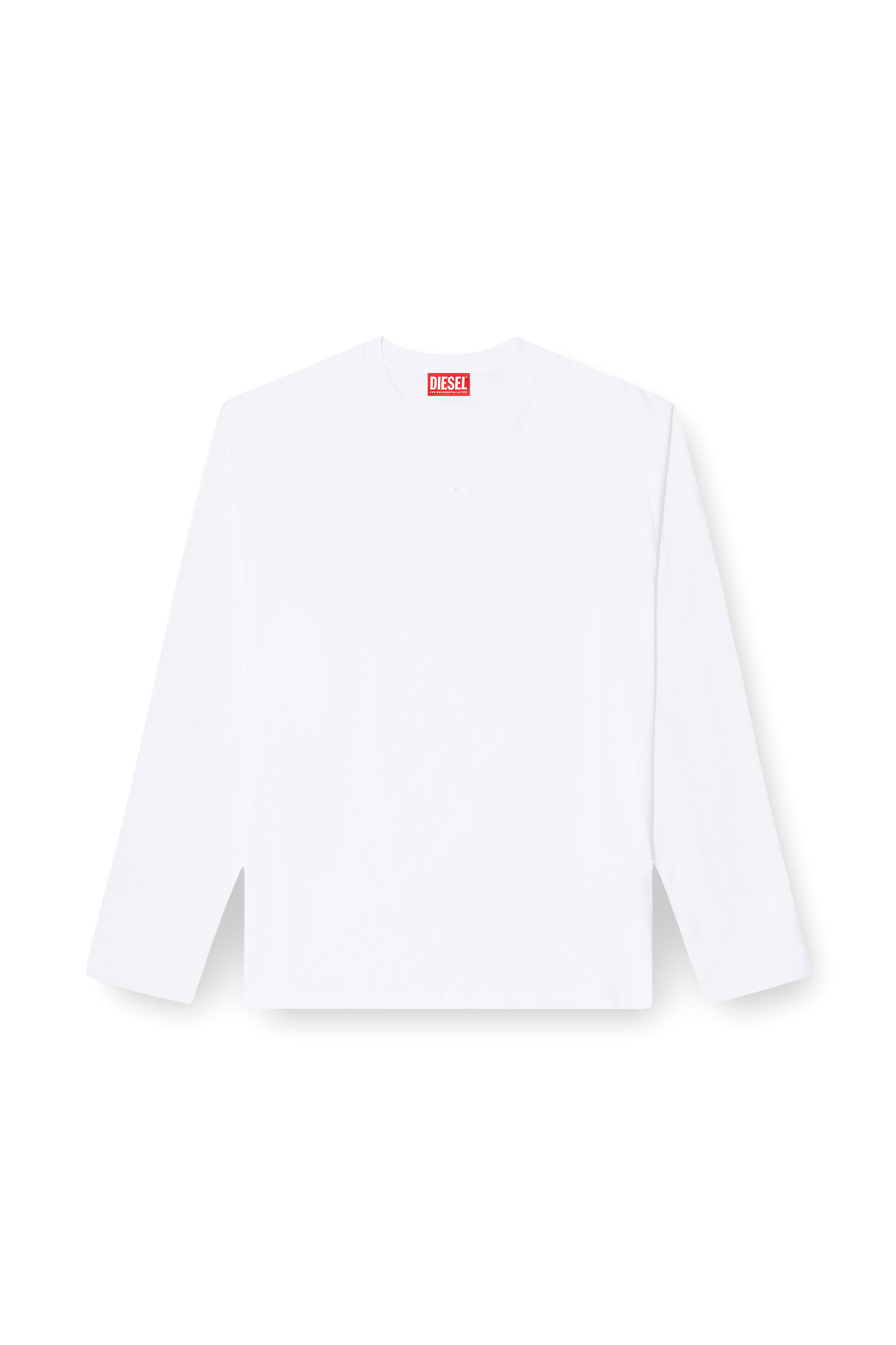 Diesel - T-KRISTIAN, Man's T-shirt with biker detail cuff in White - 3