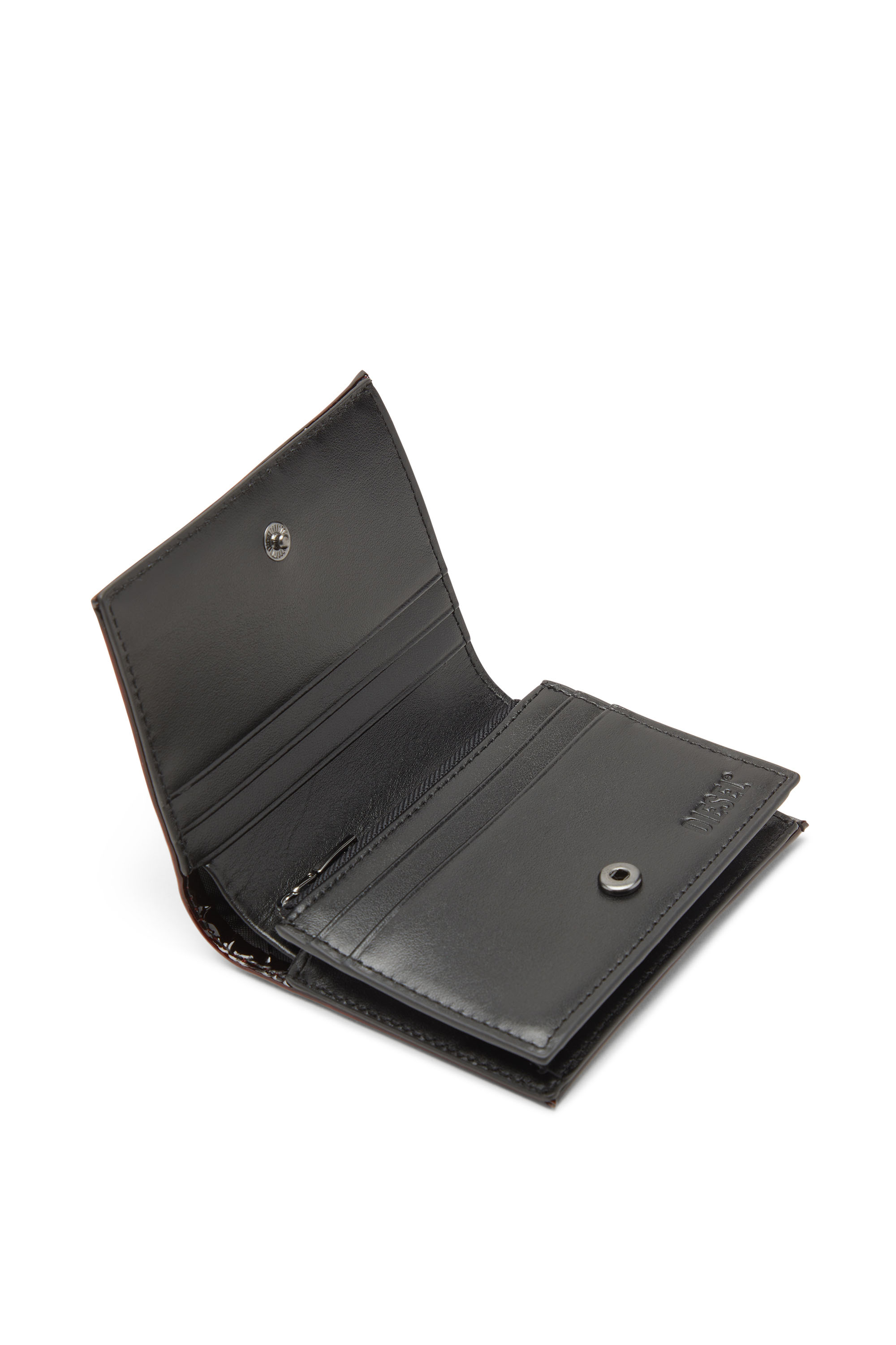 Diesel - 1DR BI FOLD III, Woman's Bi-fold wallet in liquid PU in Burgundy - 4