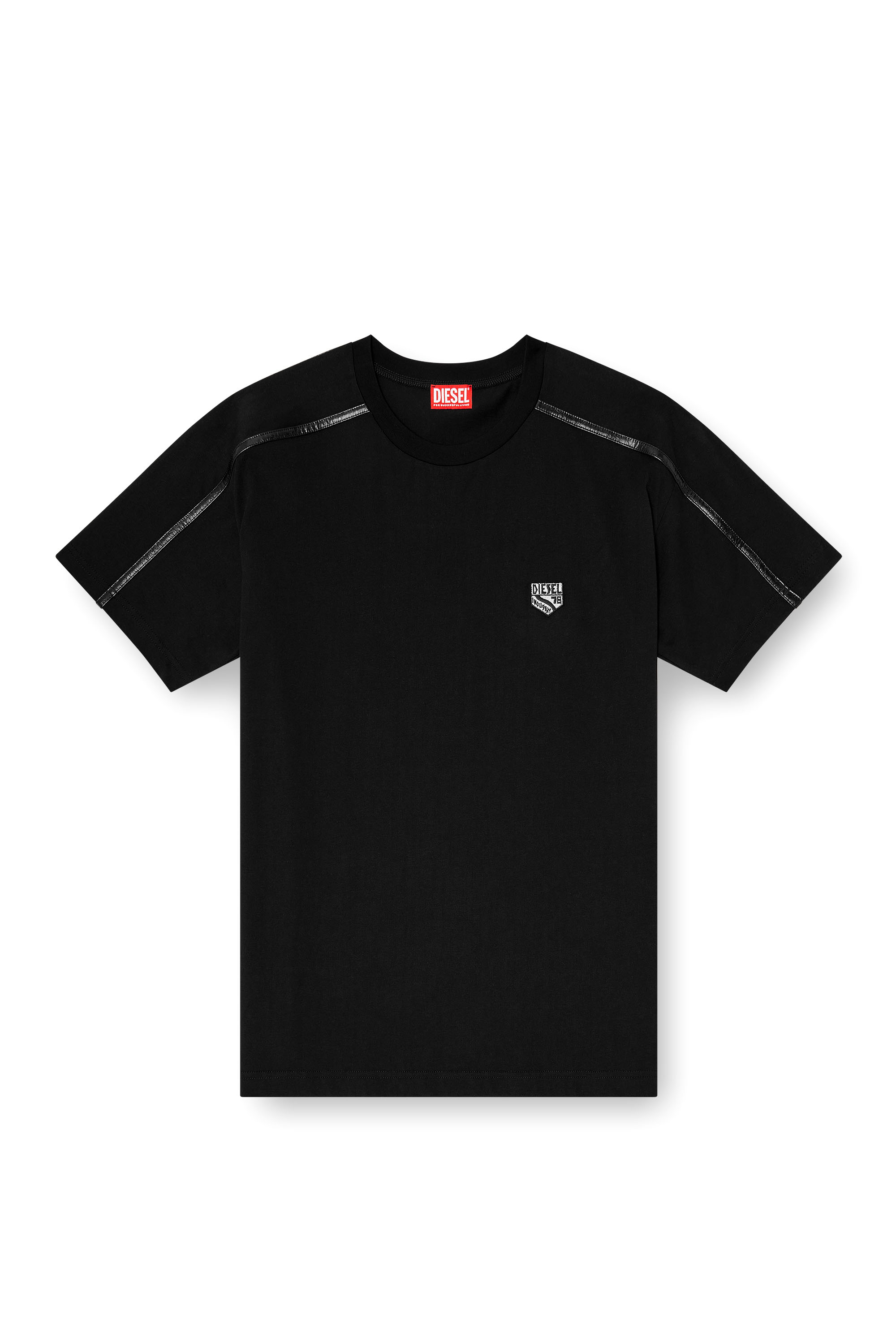 Diesel - T-NORM-FL, Man's T-shirt with contrast trims and logo patch in Black - 3