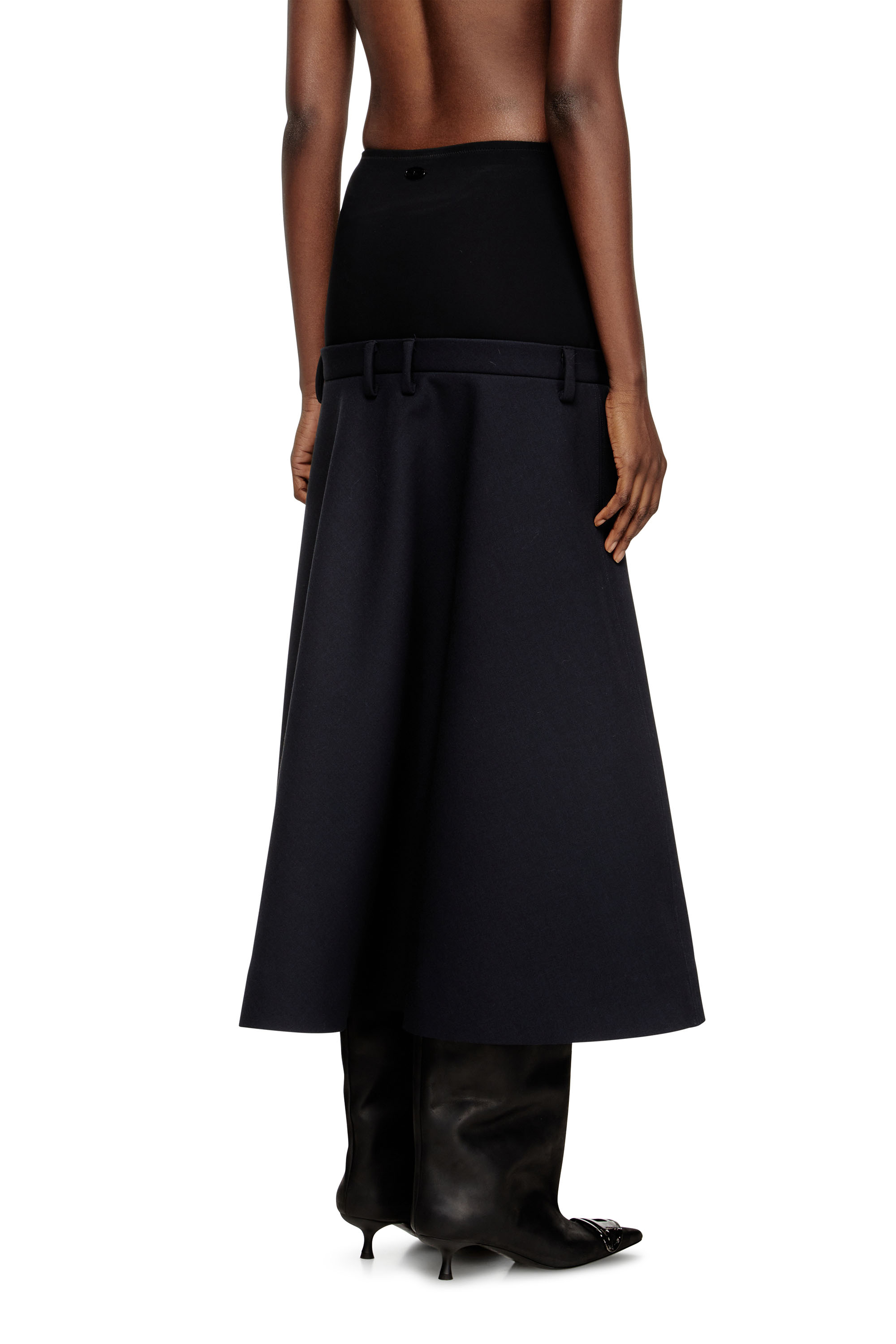 O-GRACE-BOND, Dark Blue Diesel - O-GRACE-BOND, Woman's Drop-waist skirt in neoprene-bonded fabric in Dark Blue - 4