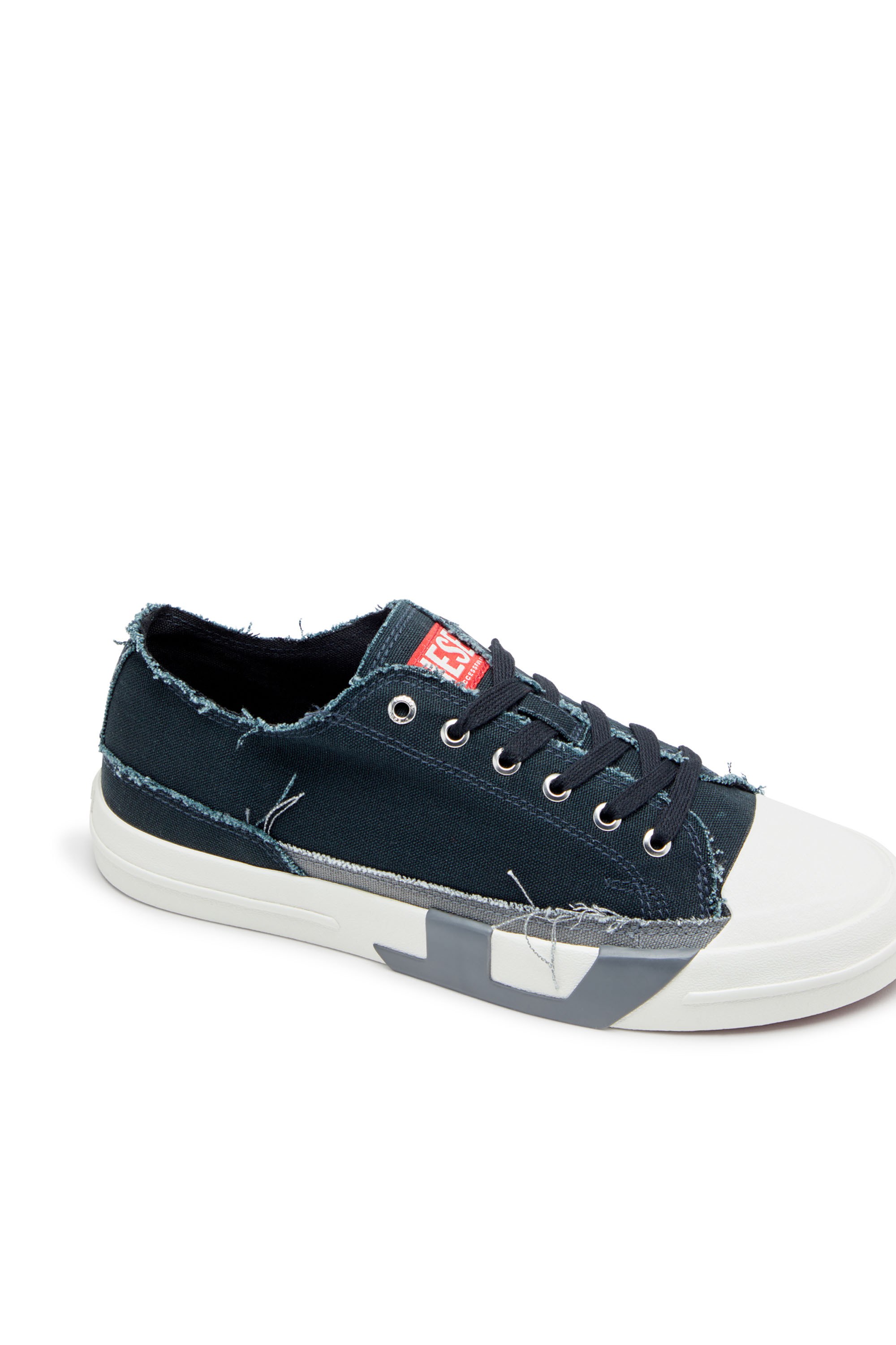 Diesel - S-D-VERSE LOW, Man's Sneakers in frayed canvas in Blue/Grey - 6