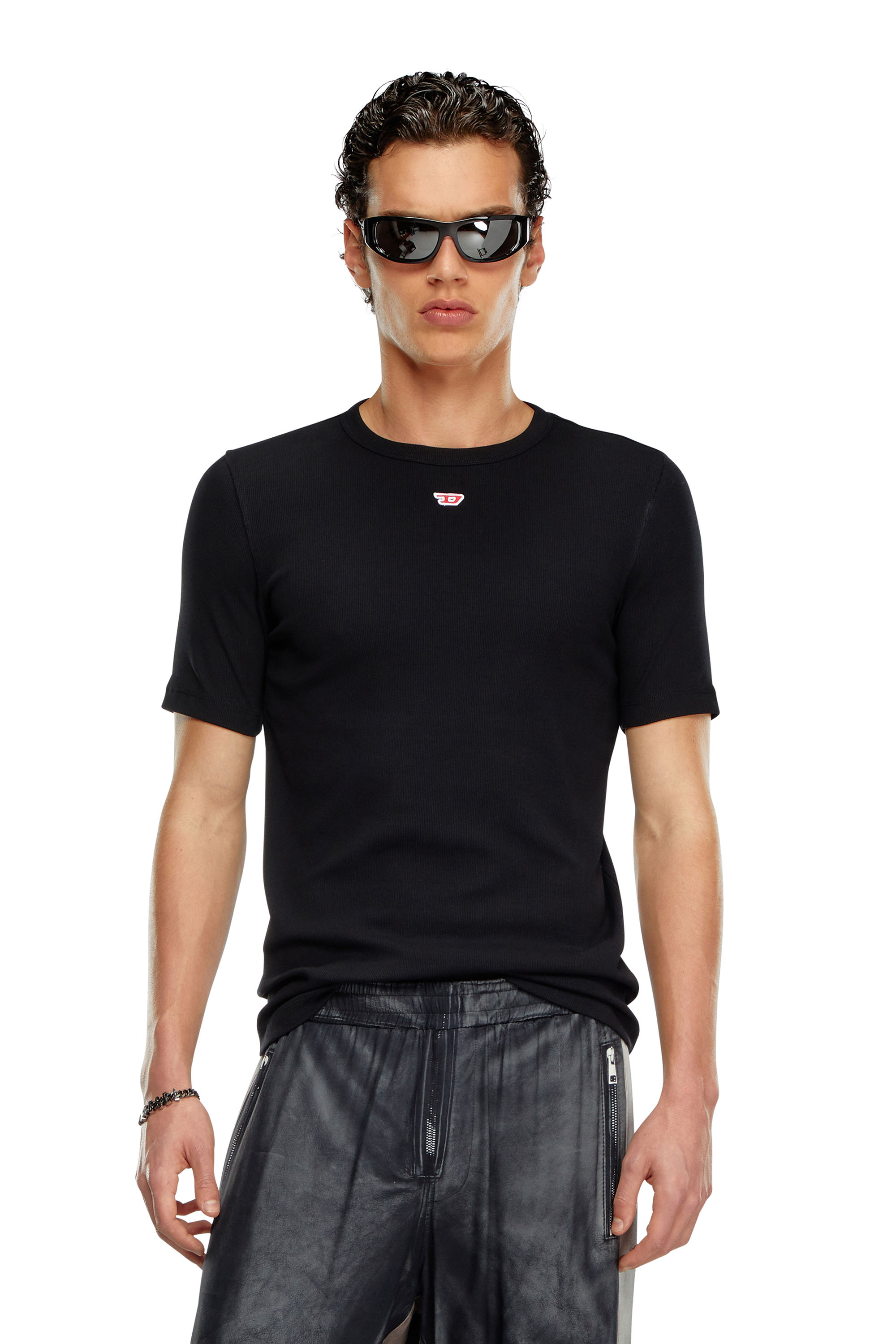 Diesel - D-RIBBER-N, Man's T-shirt with D patch in Black - 1