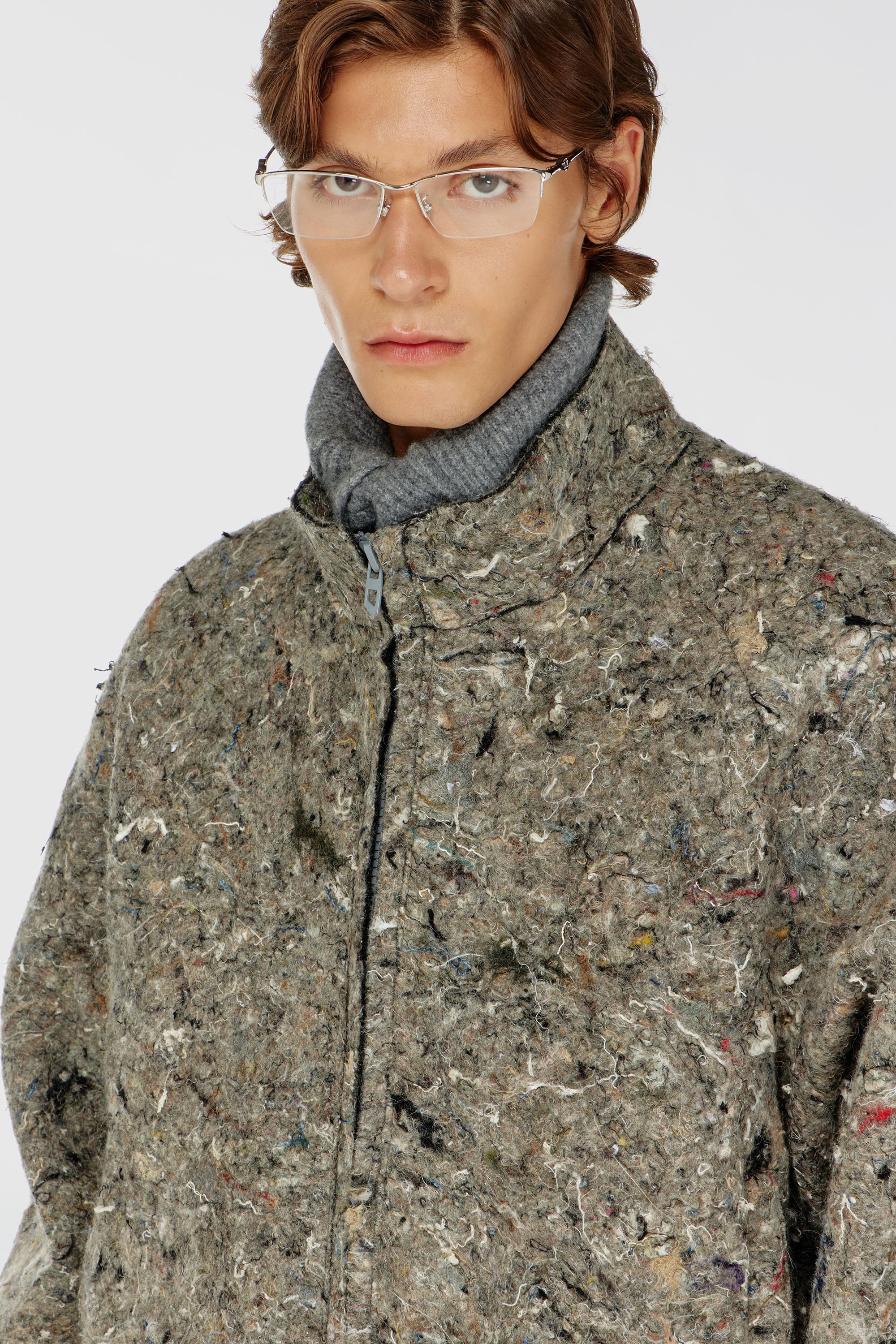 Diesel - J-DISTEM, Man's Upcycled felted jacket in Grey - 5