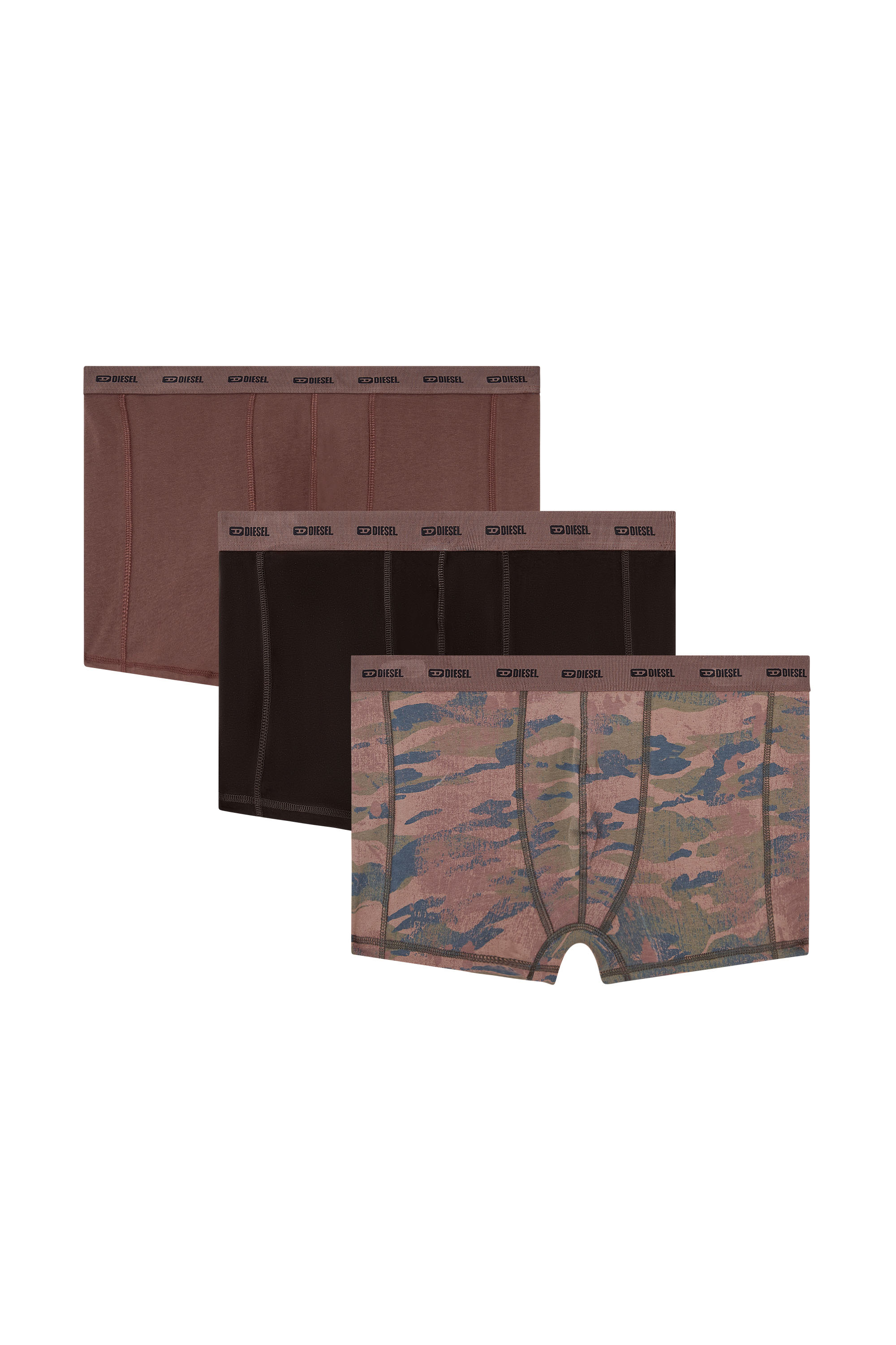 Diesel - DAMIEN-UTLT-3PACK, Man's 3-pack of boxer briefs plain and camo in Brown/Black - 4