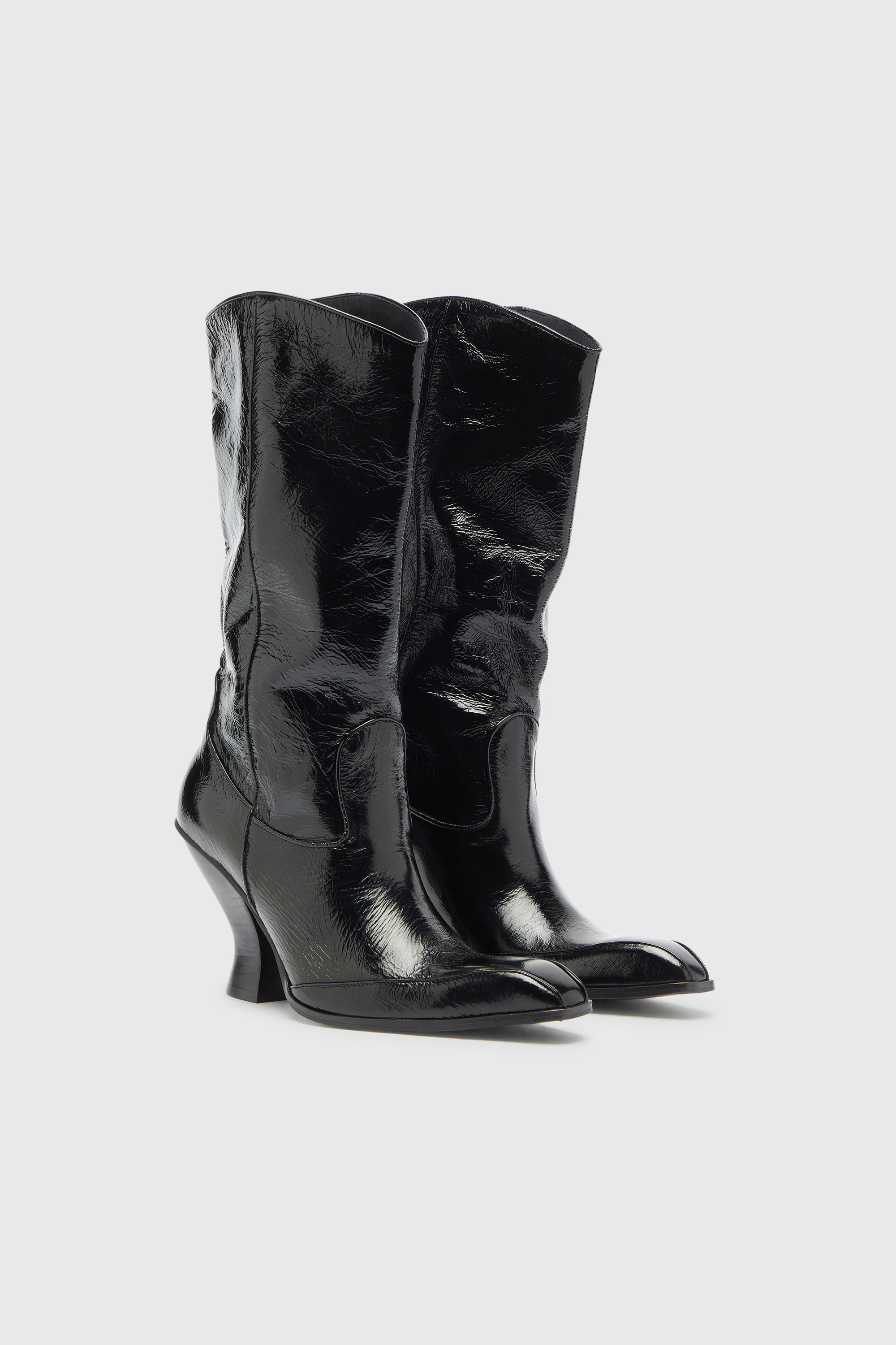 Diesel - D-LUFFY-75-TUBE, Woman's D-Luffy - Knee-high boots in patent leather in Black - 2