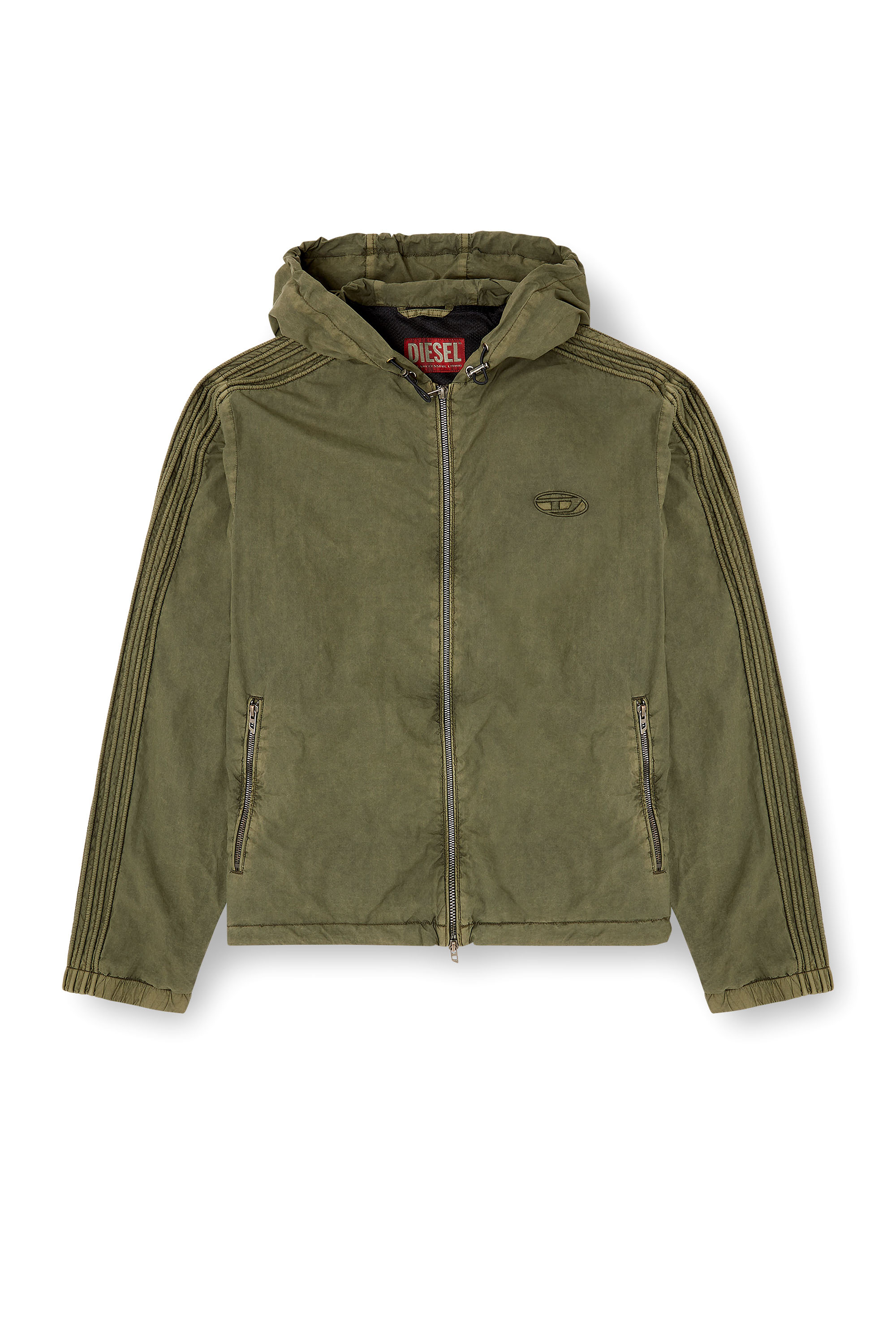 Diesel - J-STITCH, Man's Hooded zip-up jacket in cotton poplin in Military Green - 2