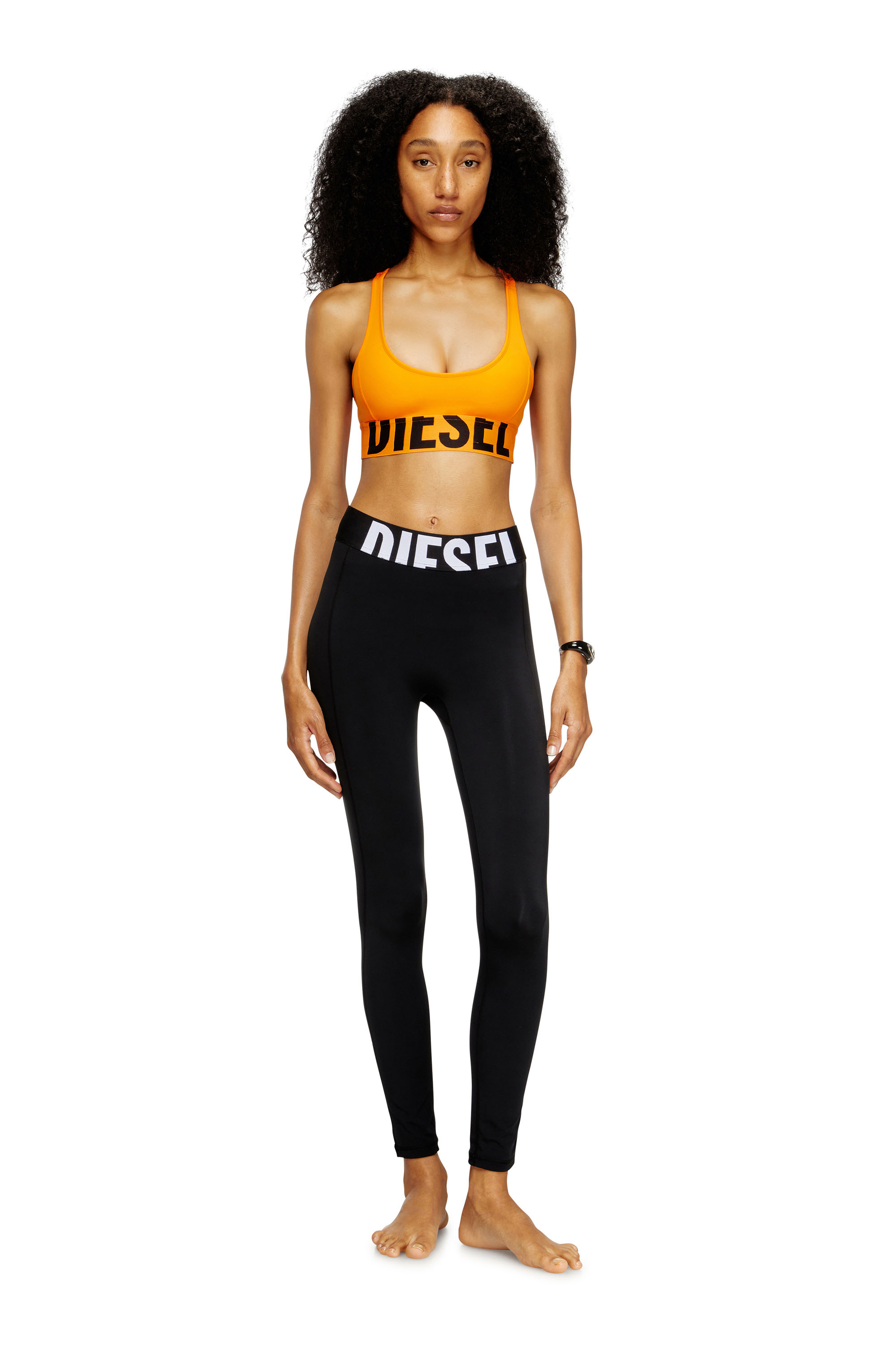 Diesel - ALLISON-D-POP, Woman's Microfibre sports bra with cut-off logo in Orange - 2