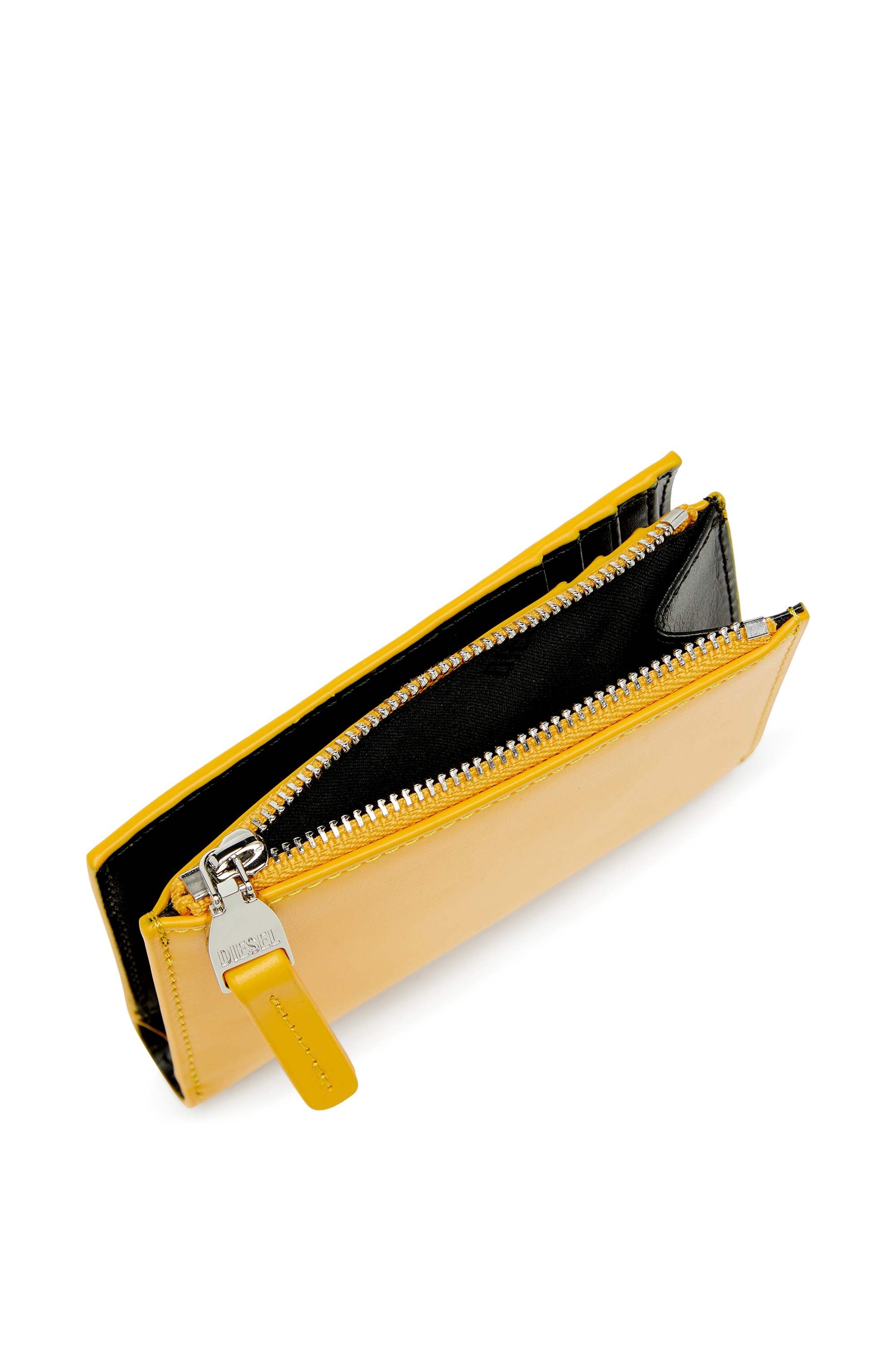 Diesel - 1DR BI-FOLD ZIP II, Woman's Small bi-fold wallet in leather in Yellow - 4