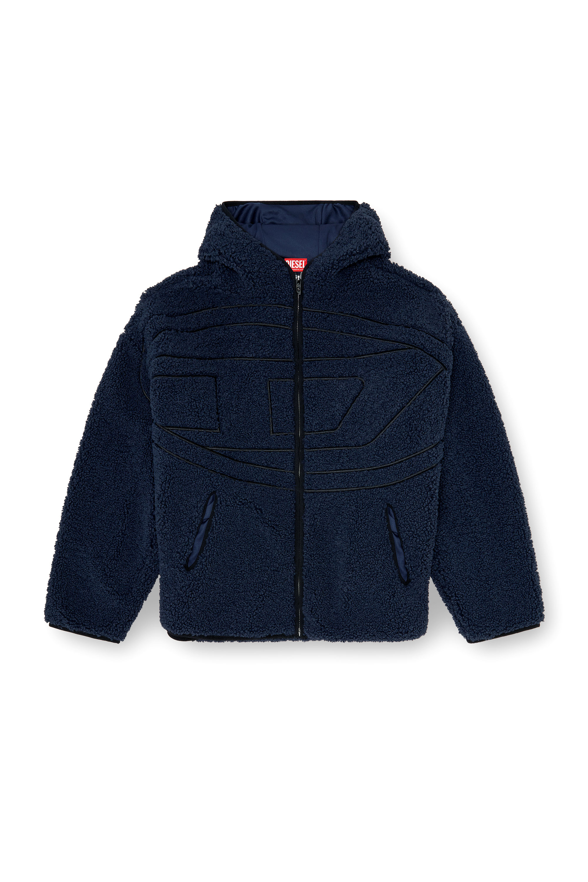 Diesel - S-ZAT, Man's Teddy hoodie sweatshirt in Dark Blue - 3