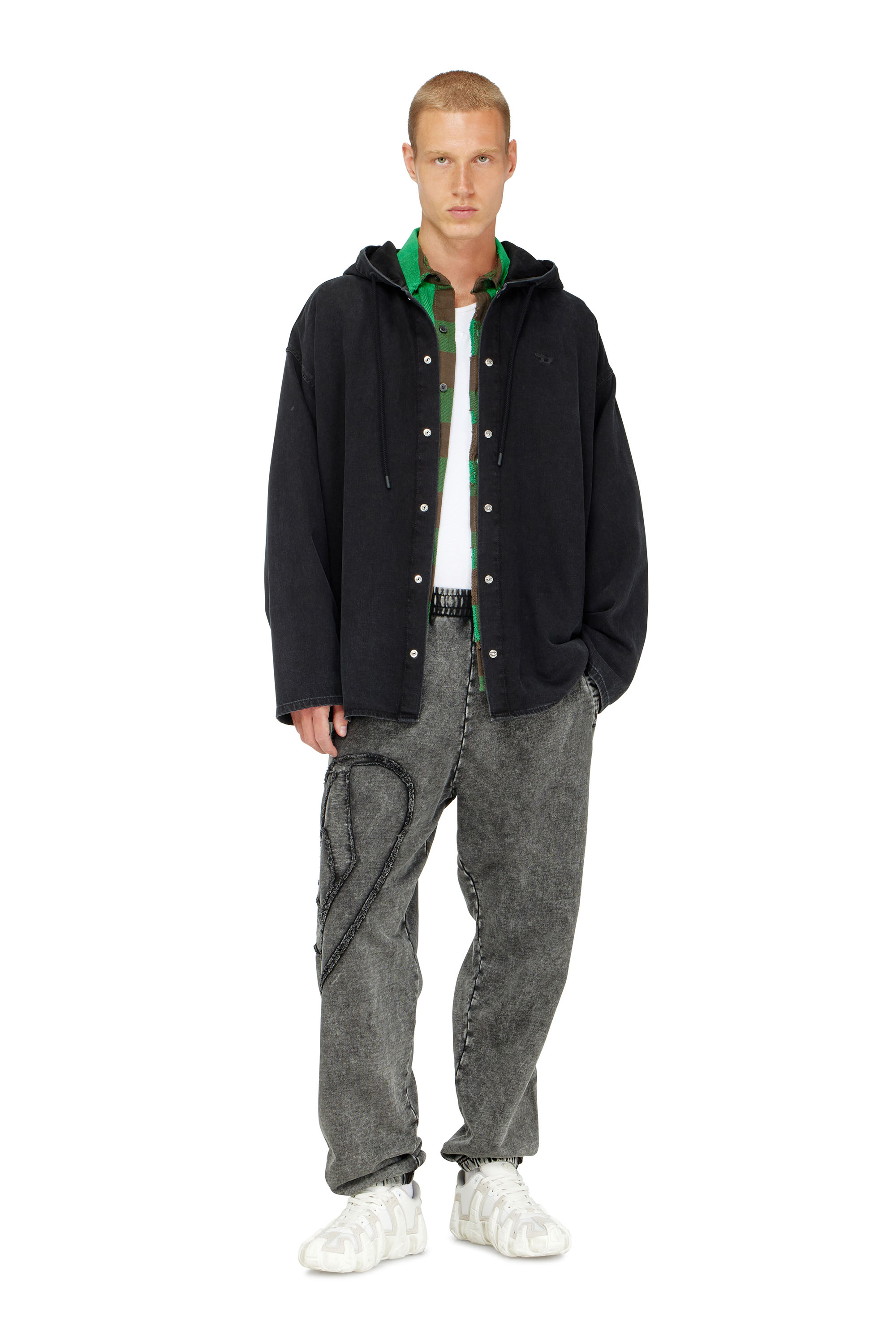 Diesel - P-MARKY-DEN, Man's Organic cotton sweatpants with Oval D patch in Dark grey - 1