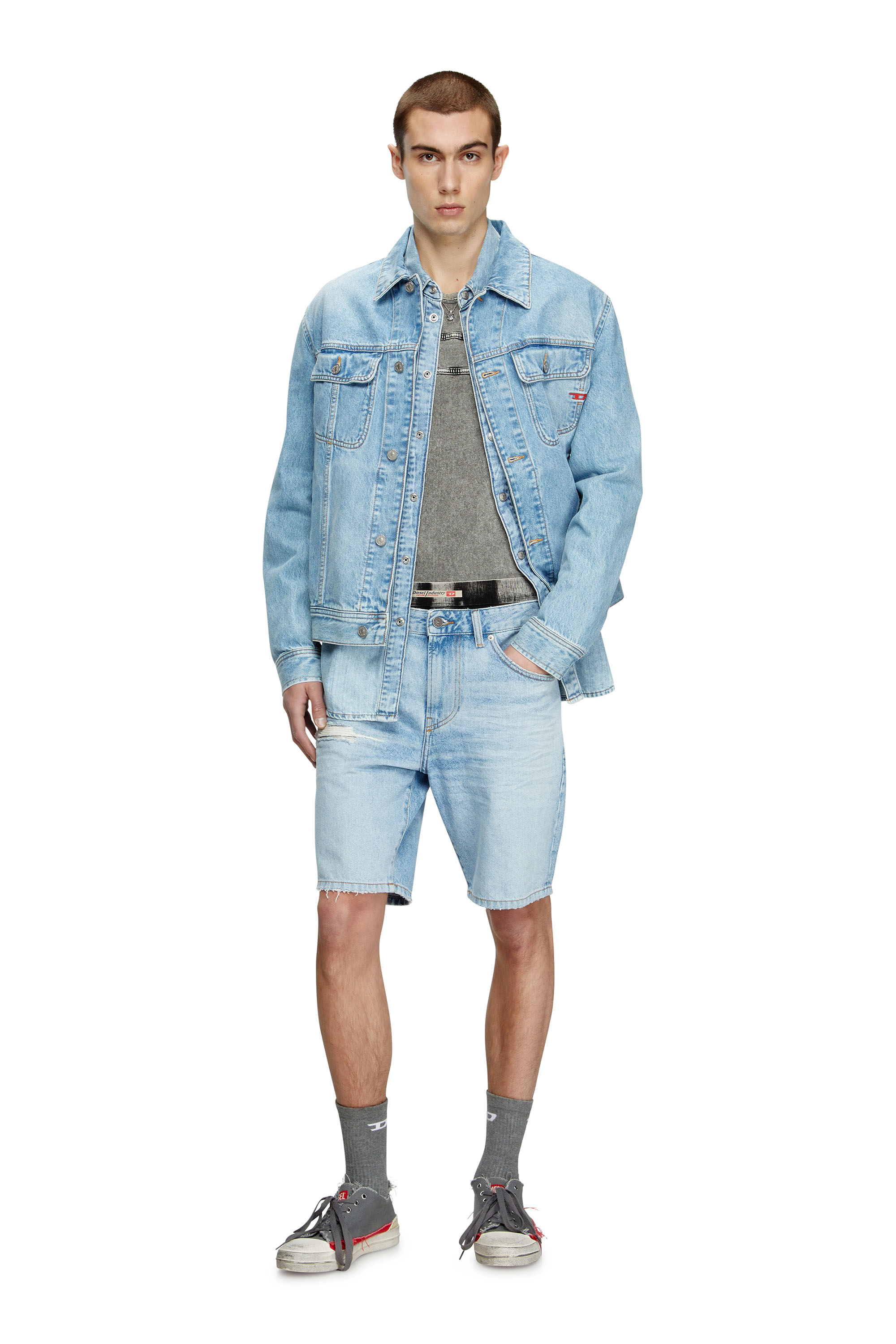 Diesel - D-FIN, Man's Slim denim shorts in Light Blue - 2