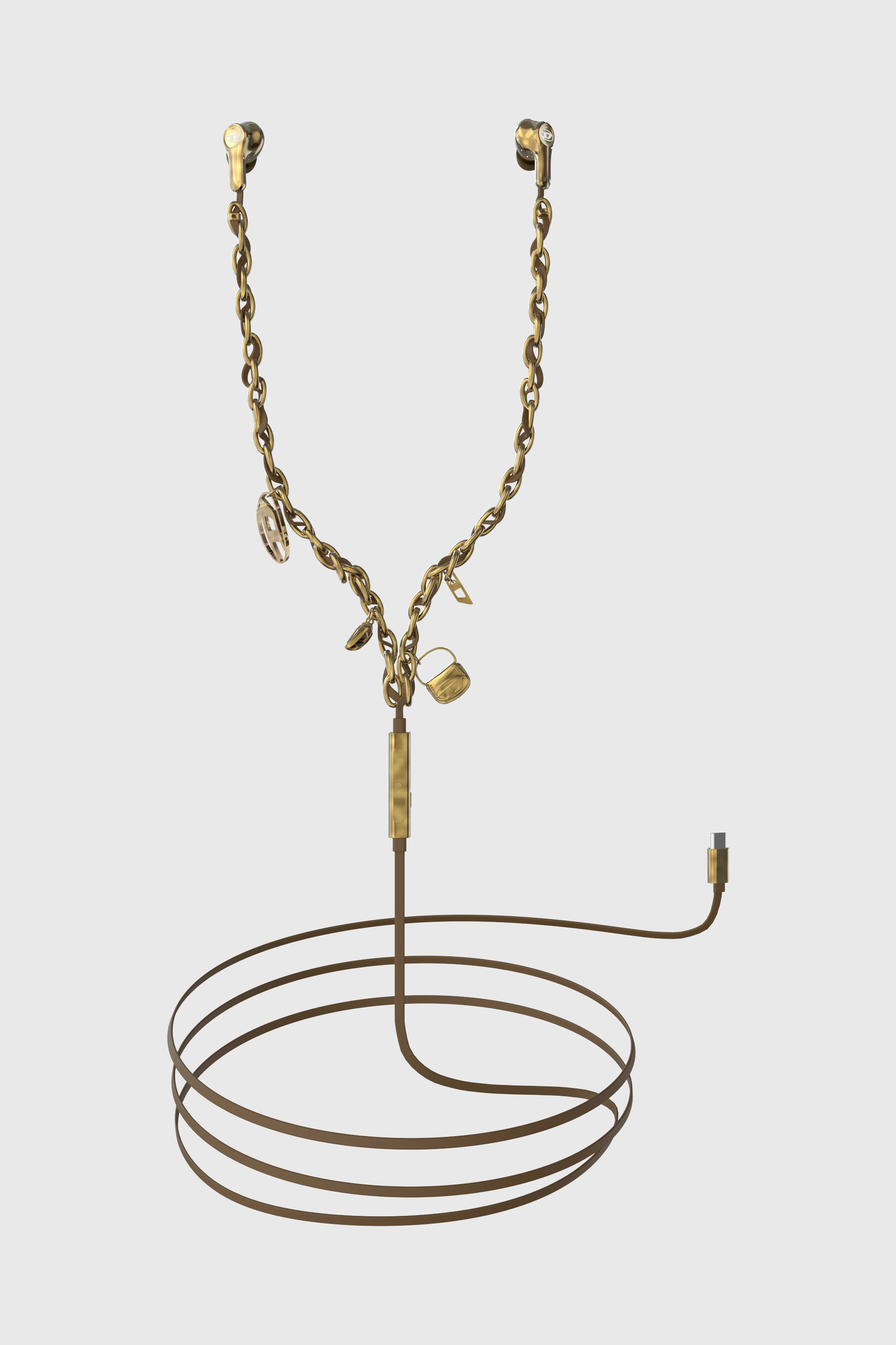 Diesel - 60689  WIRED EARBUDS WIRED EARBUDS, Unisex's Gold wired earbuds and charms in Gold - 1