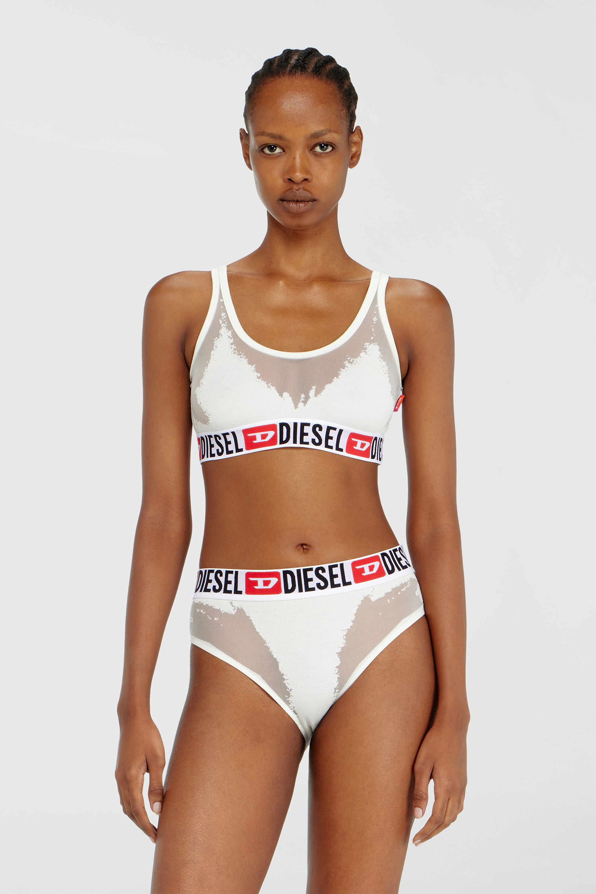 Diesel - PR-ORIBA-D-CORE, Woman's Bralette with sheer devor&eacute; effect in White - 2