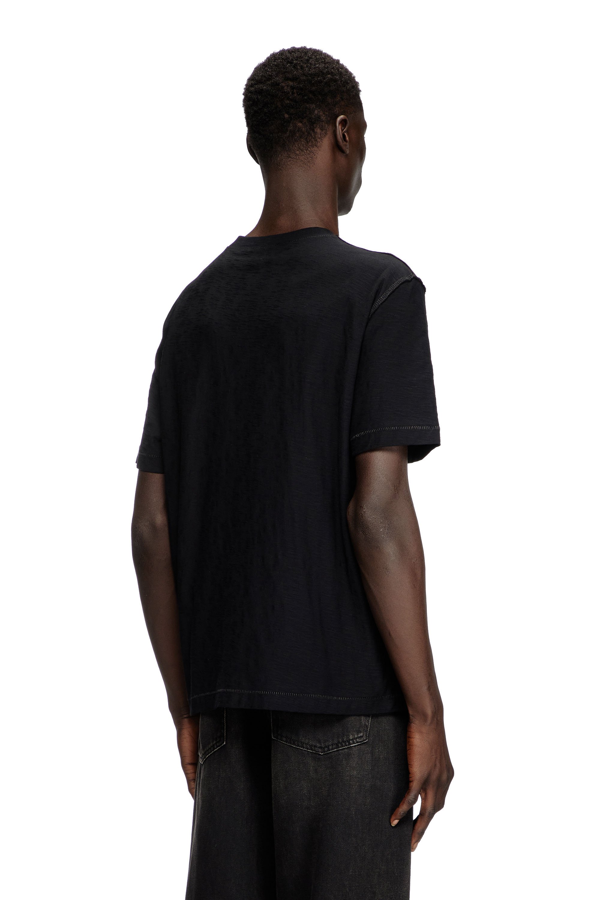 Diesel - T-ADJUST-R10, Man's Slub T-shirt with tonal logo print in Black - 4