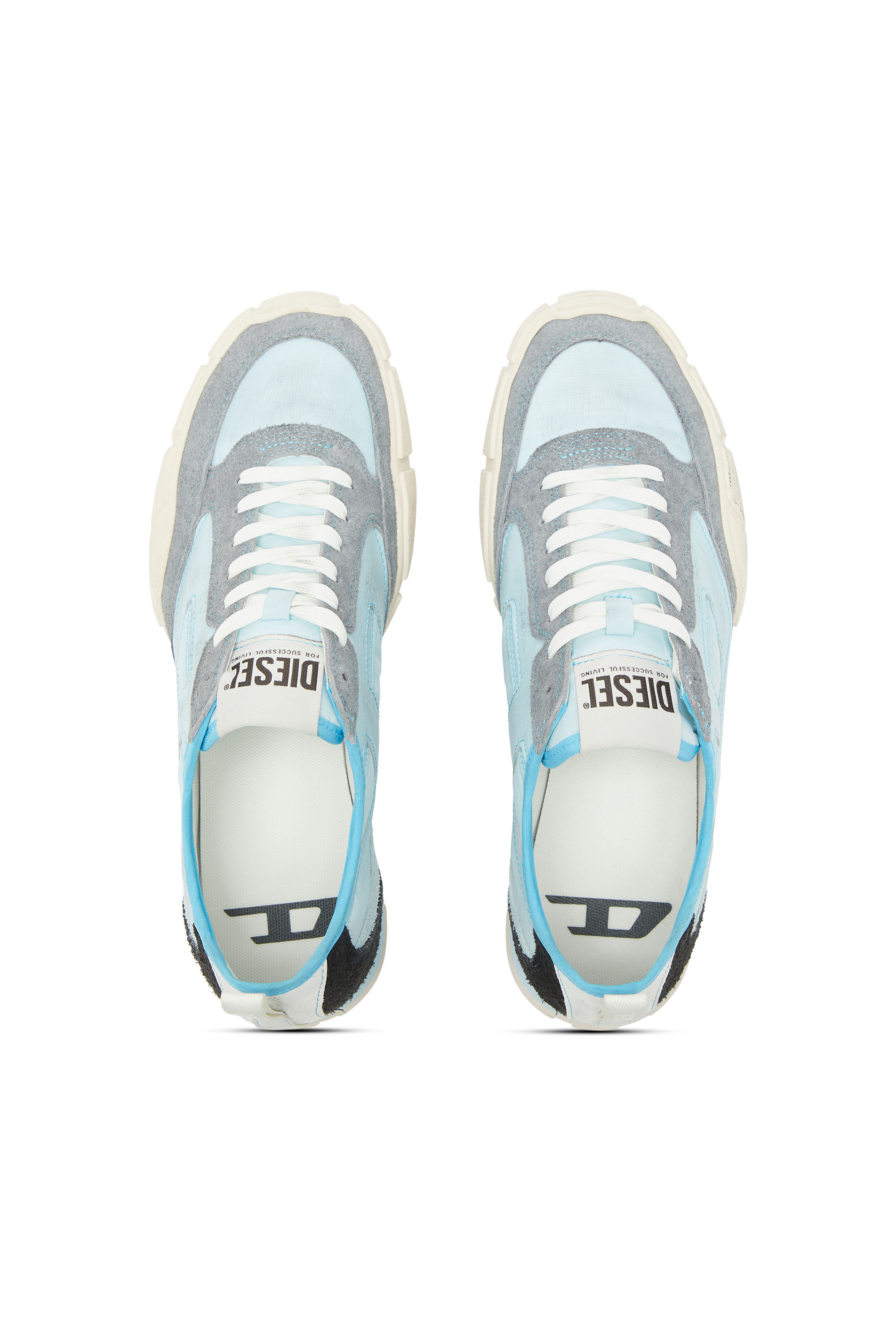 Diesel - S-PAGODHA LOW, Man's S-Pagodha - Sneakers in leather and nylon in Light Blue - 4