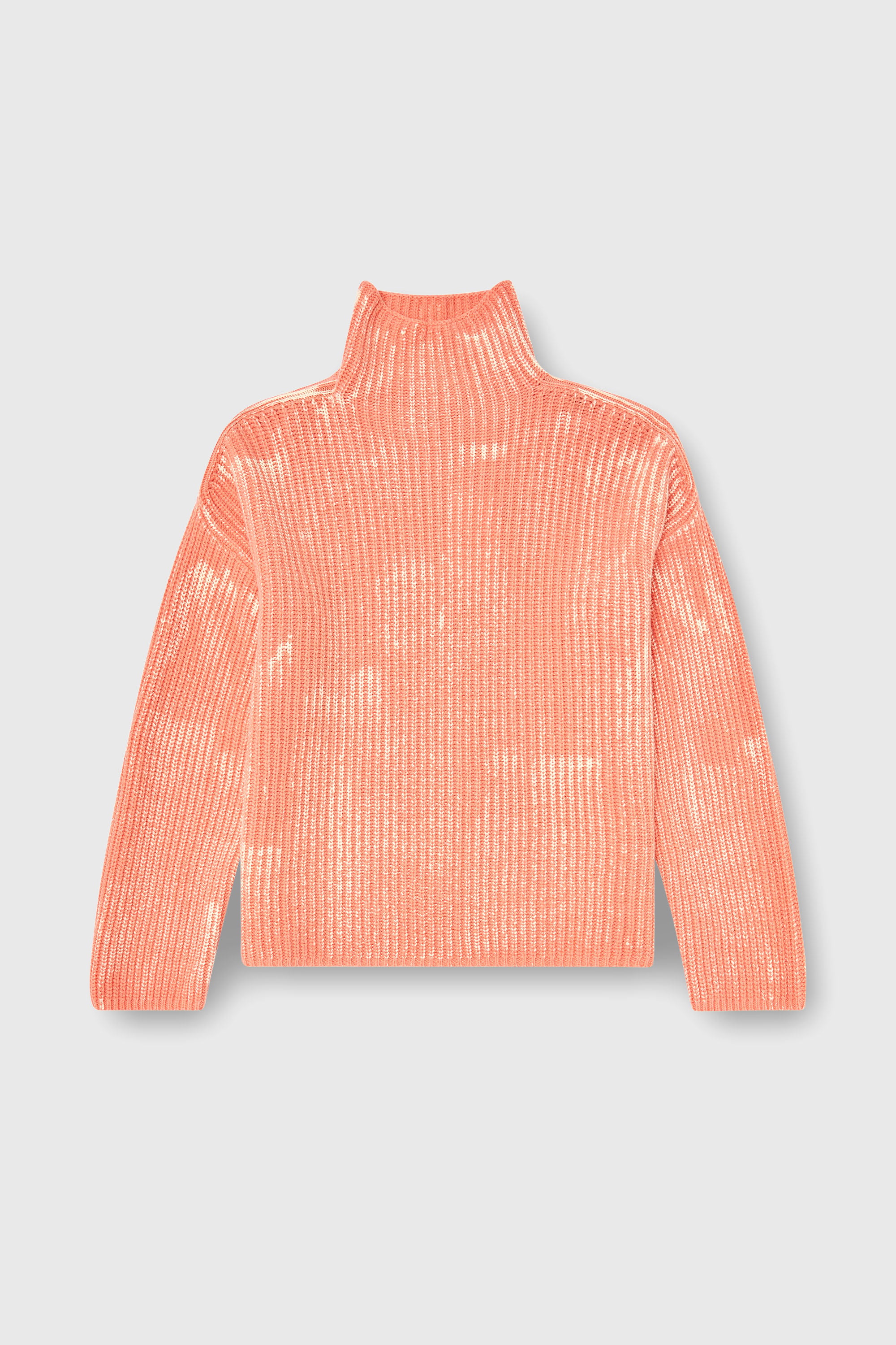 Diesel - M-AMET, Woman's Funnel-neck jumper in ribbed wool blend in Coral Rose - 1