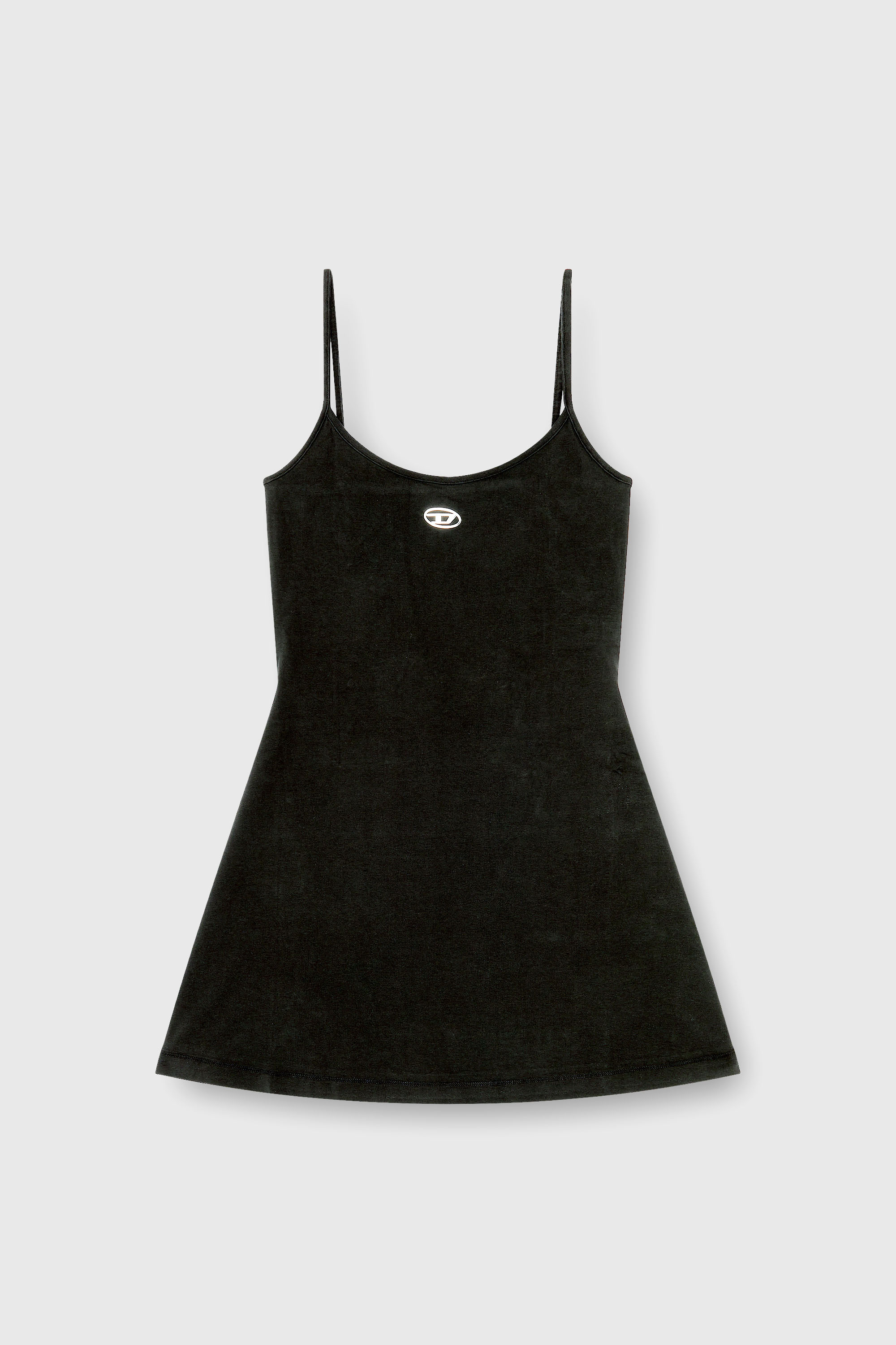 Diesel - D-NEWHOP-OD, Woman's Mini dress in cotton with Oval D logo in Black - 1