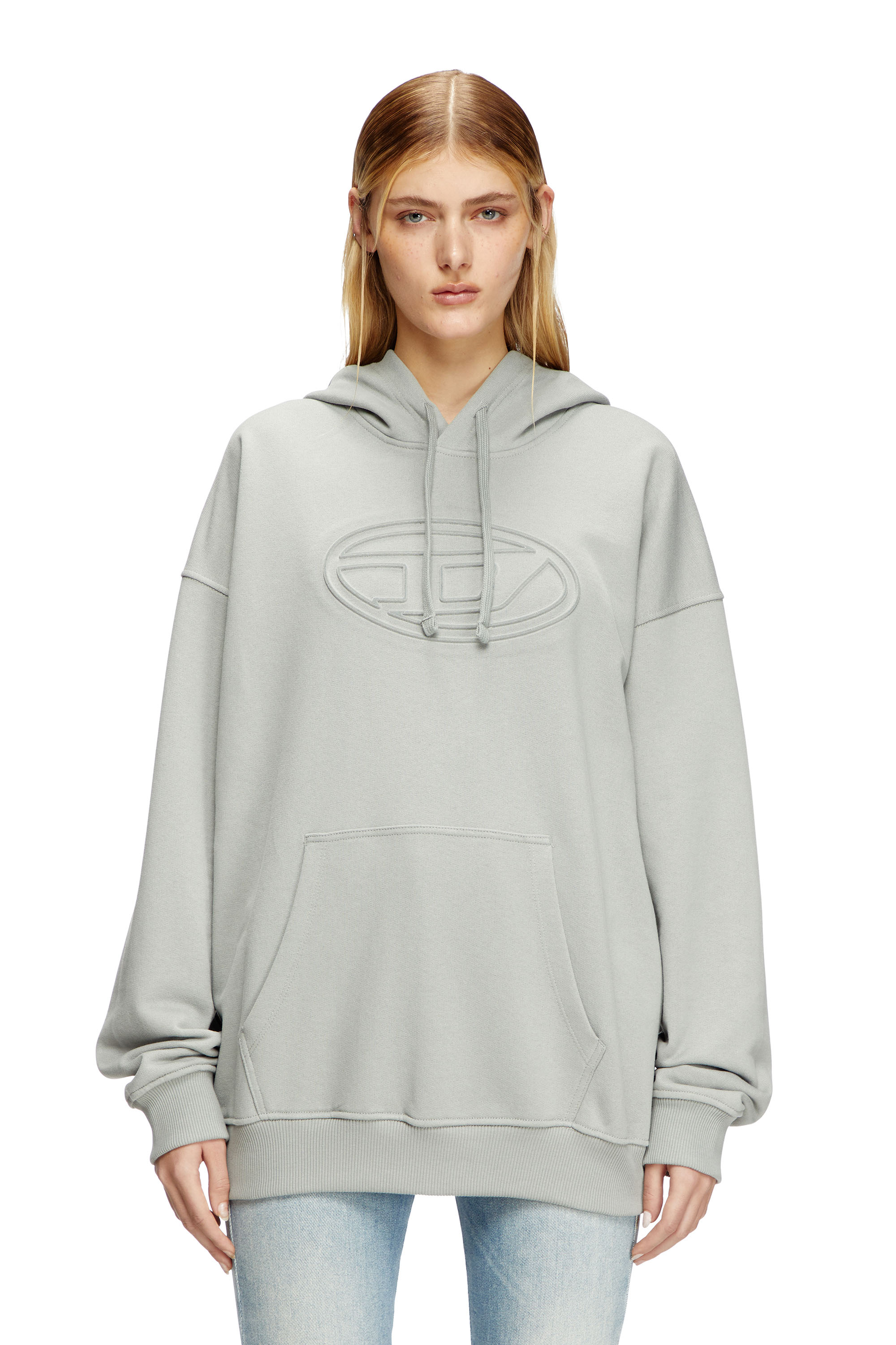 Diesel - S-UMMER-BIGOVAL, Man's Hoodie with embossed Oval D in Light Grey - 1