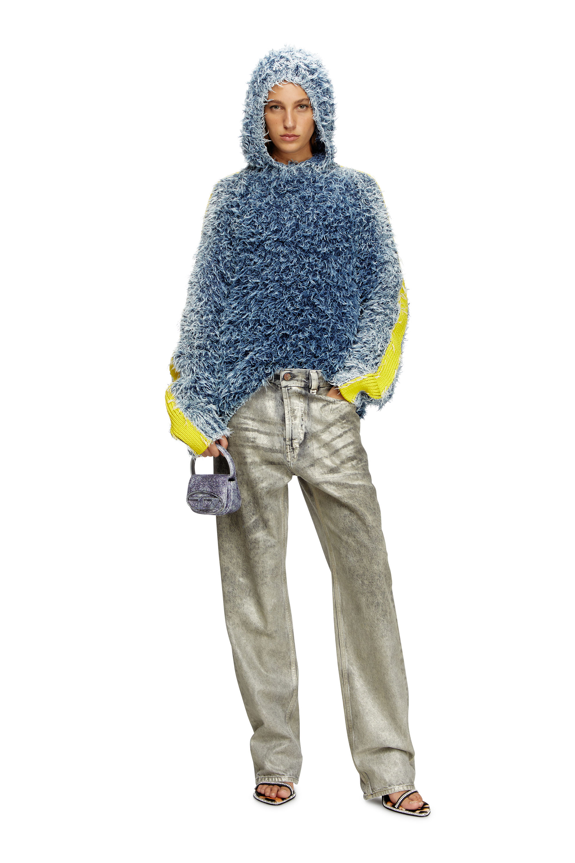 Diesel - 1DR XS, Woman's 1DR Xs-Iconic mini bag in shimmer fabric in Blue - 1