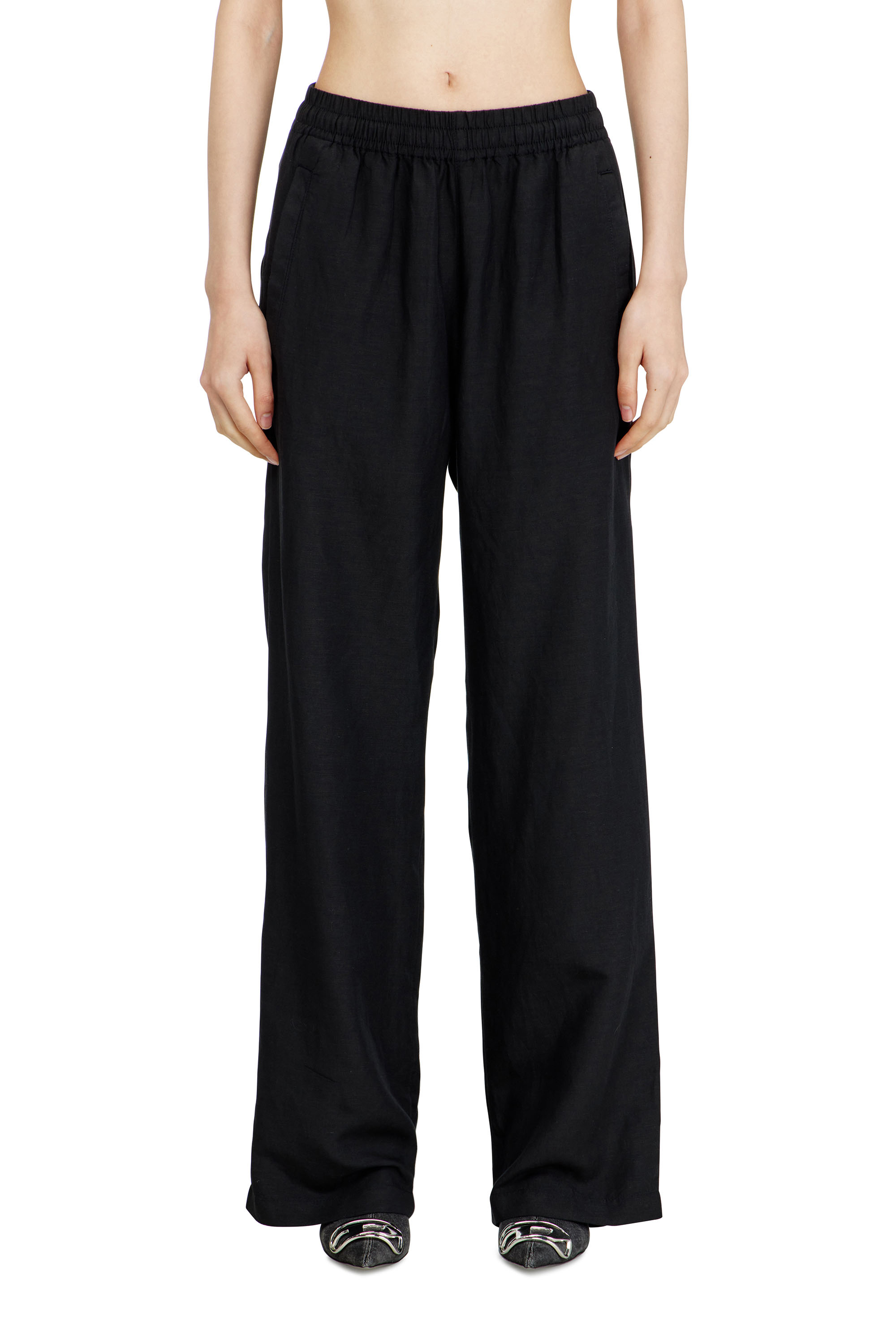 Diesel - P-THECK-PGBS, Unisex's Linen-blend pants in Black - 2