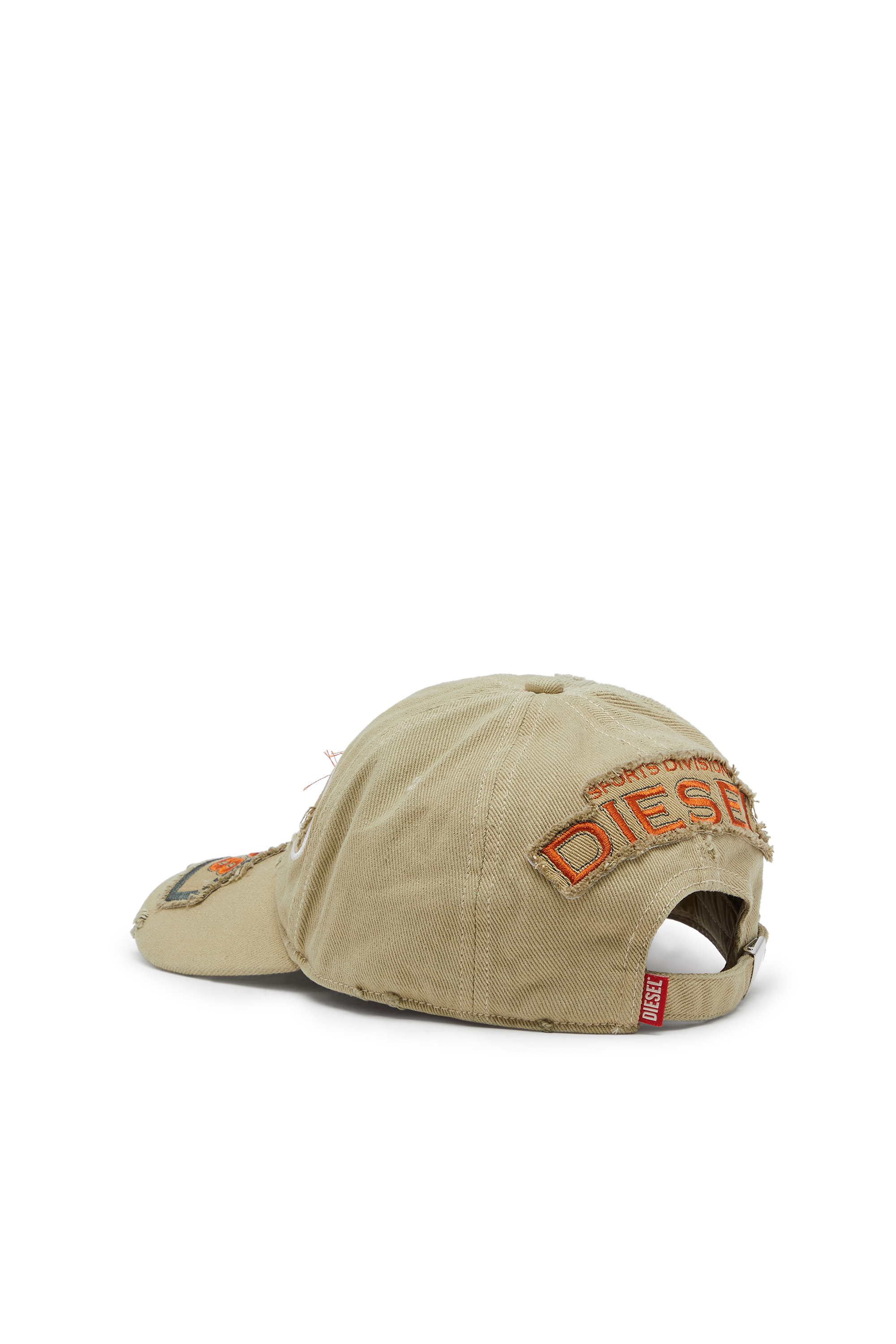 Diesel - C-BRAFF, Man's Baseball cap with embroidered patches in Light Brown - 2