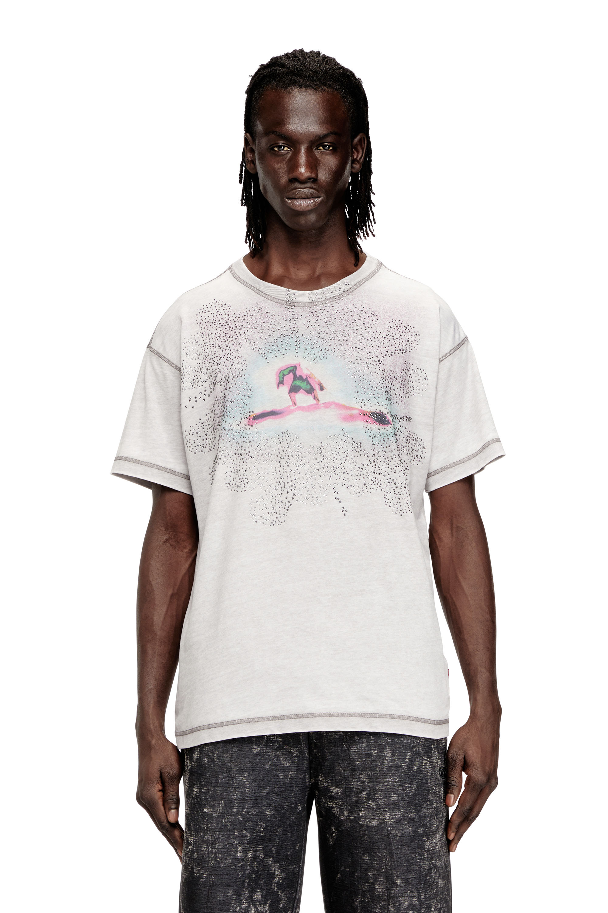 Diesel - T-NORM-V6, Man's Regular T-shirt with print and studs in null - 1