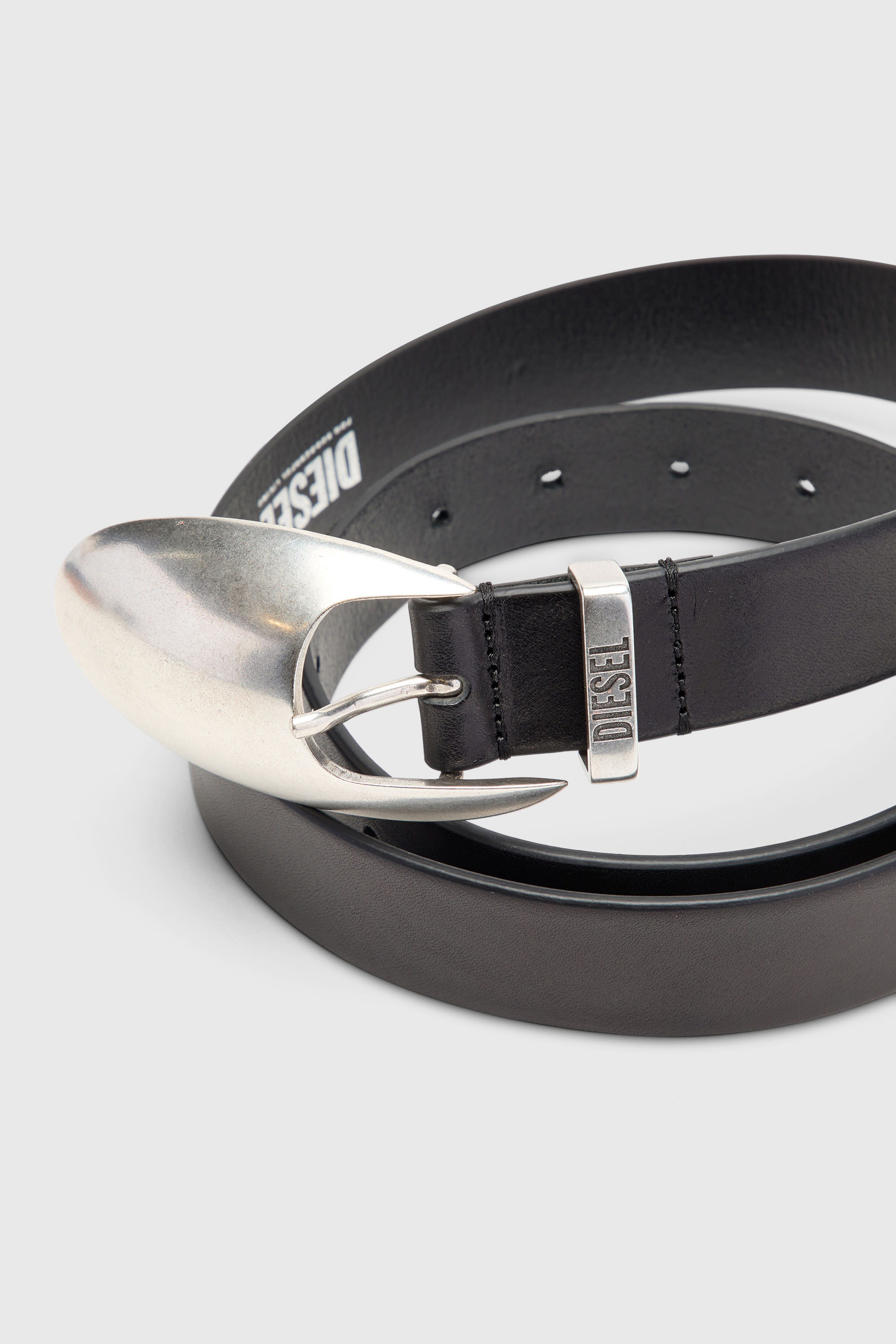 Diesel - B-ROP 30, Man's 3cm leather belt with sculptural buckle in Black - 2