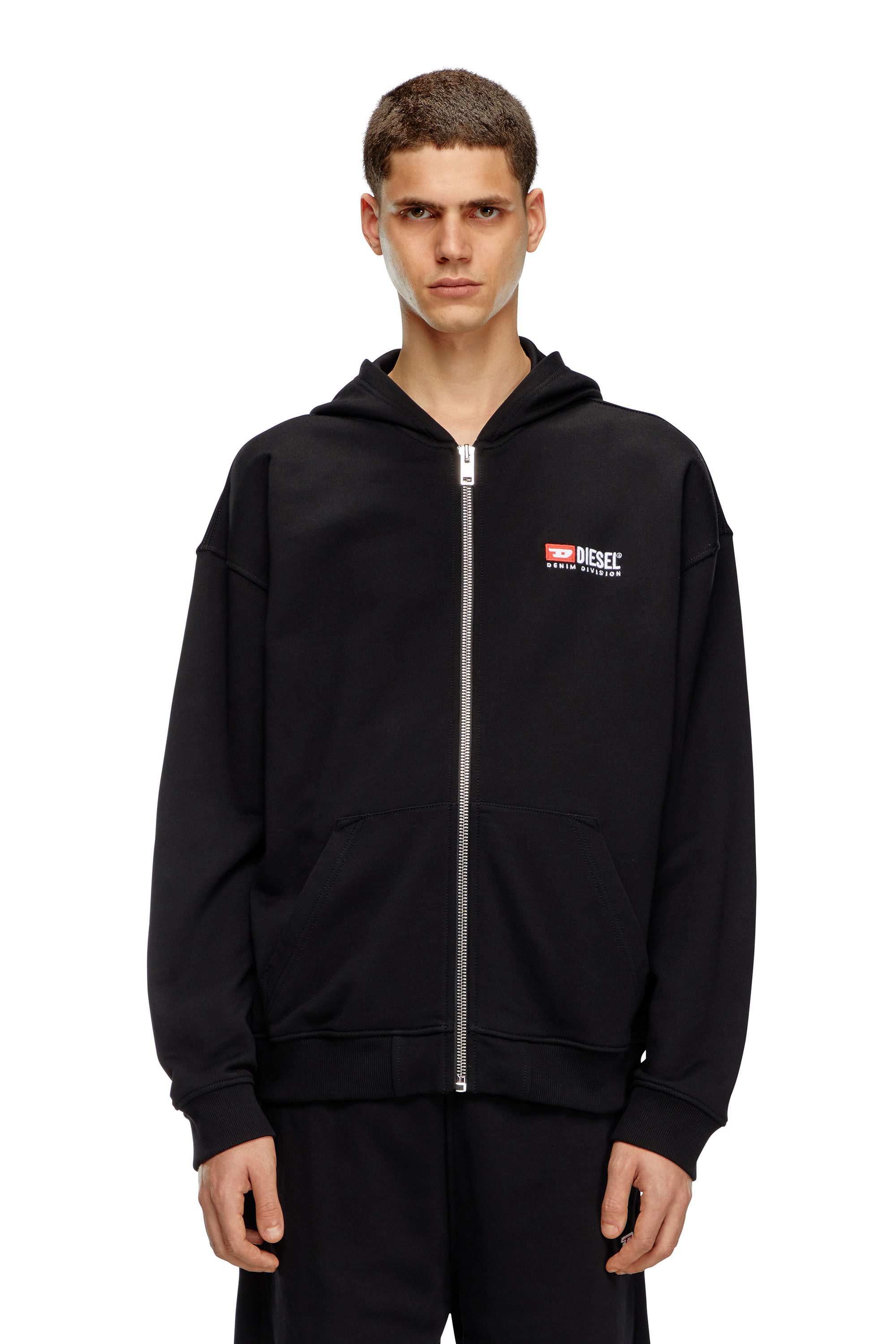 Diesel - S-BOXT-HOOD-ZIP-DIV, Man's Zip-up hoodie with Diesel embroidery in Black - 5