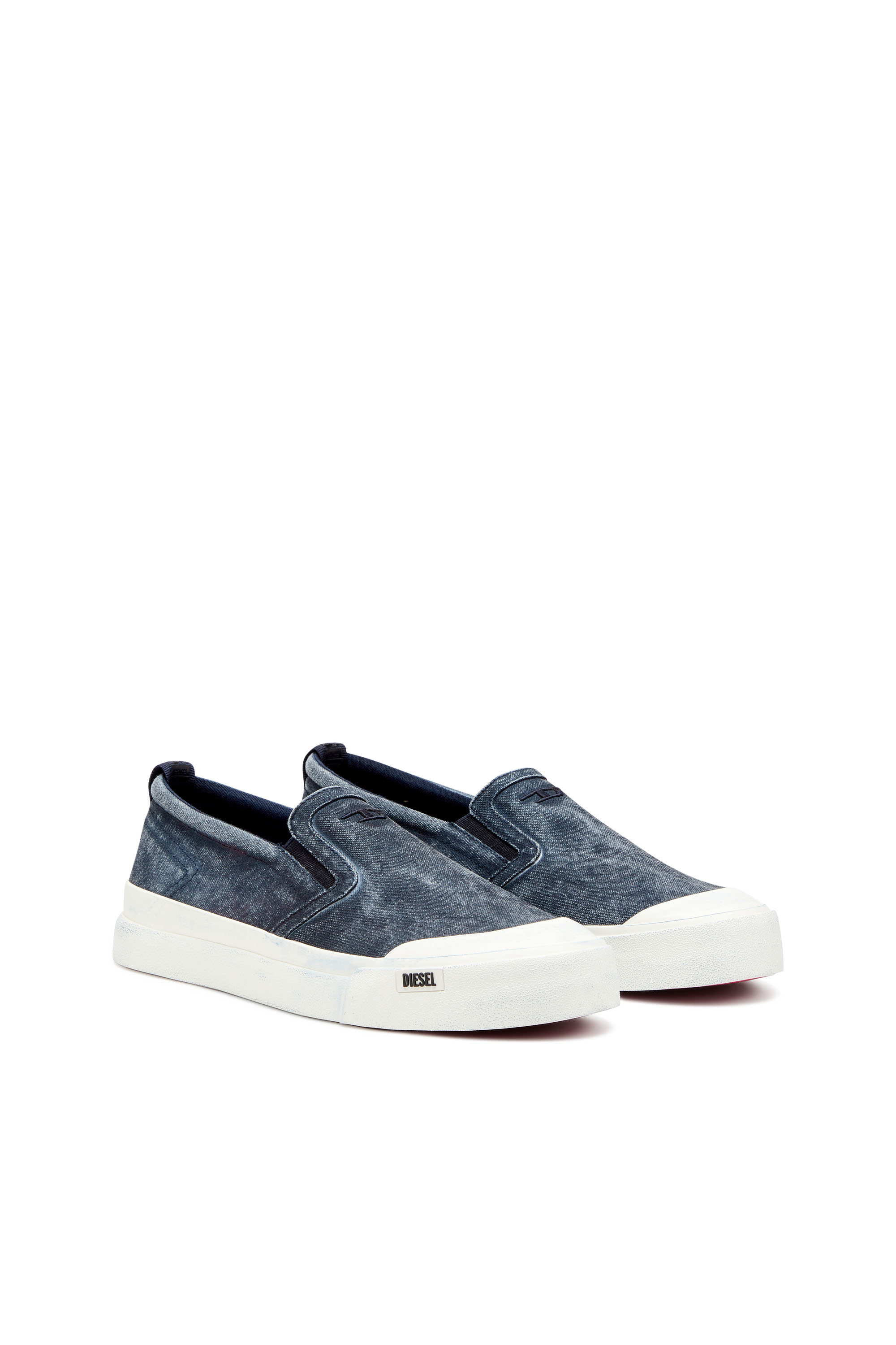 Diesel - S-ATHOS SLIP ON, Man's S-Athos-Canvas slip-on sneakers with D embroidery in Blue - 2