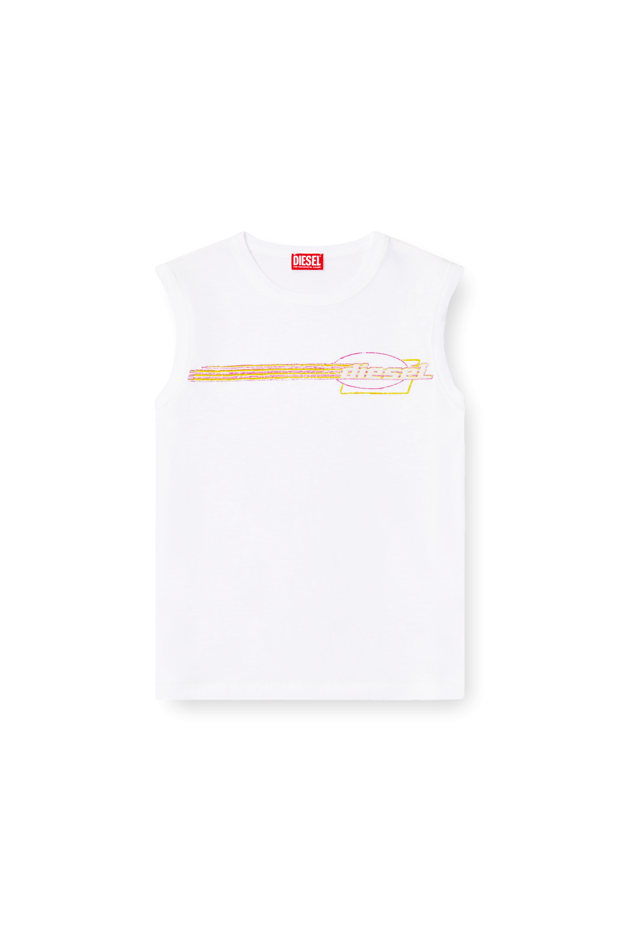 Diesel - T-BISCO-R3, Man's Slub tank top with flocked logo graphic in White - 2