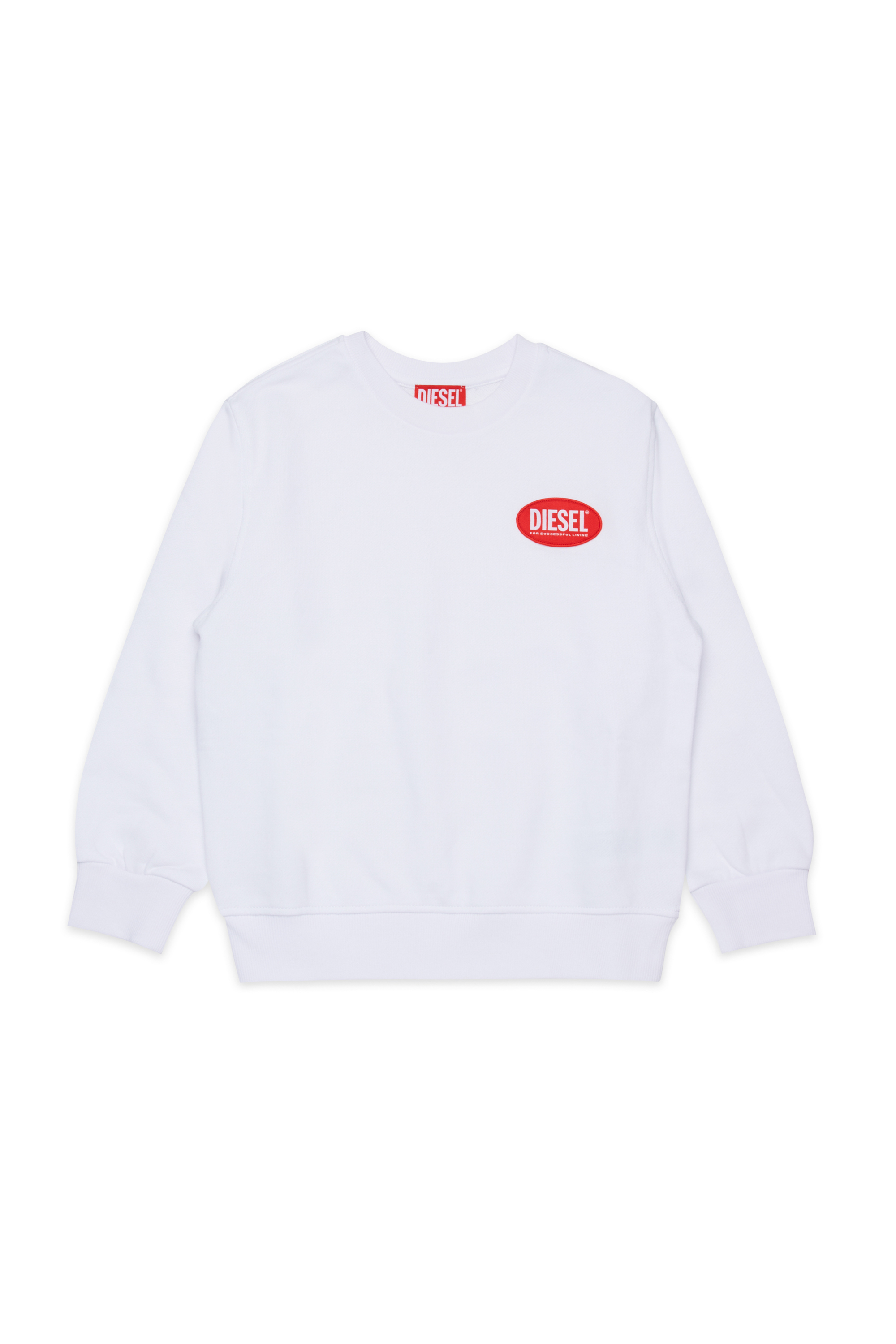 Diesel - SPATCH OVER, Man's Cotton sweatshirt with applied logo in White - 1