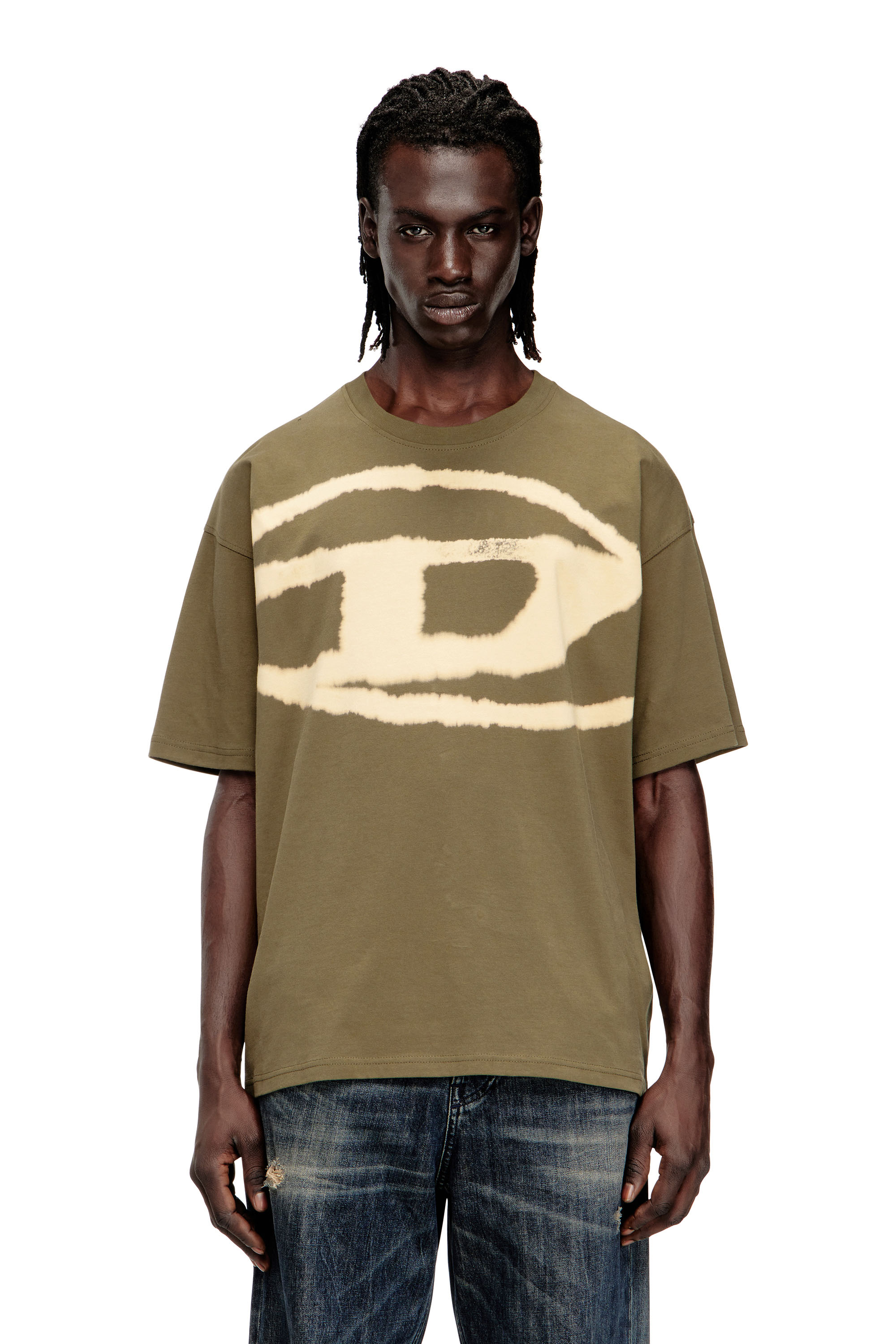Diesel - T-BOXT-BLEACH, Man's T-shirt with bleached Oval D logo in null - 1
