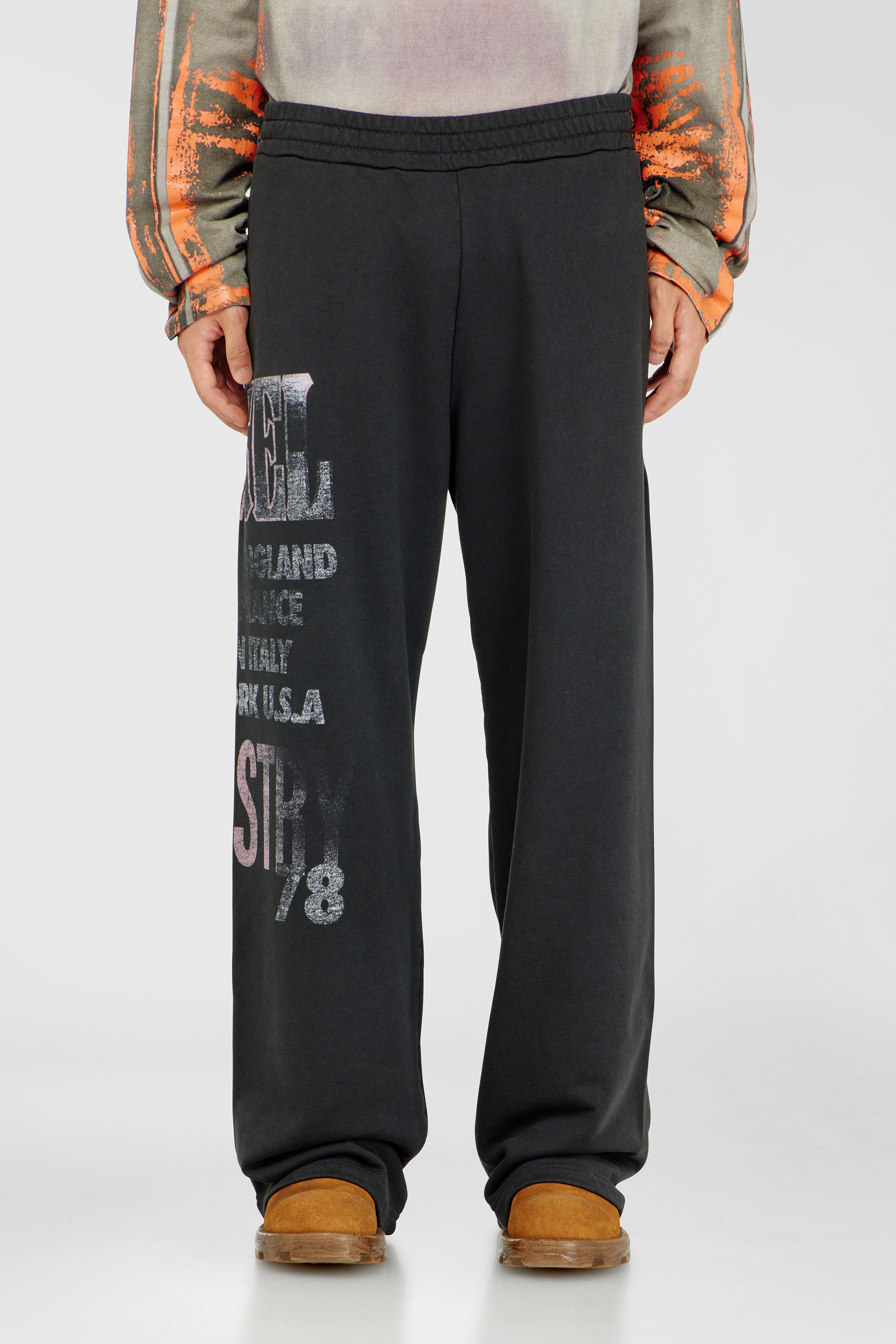 Diesel - P-ILL, Man's Sweatpants with concert graphics in Black - 1