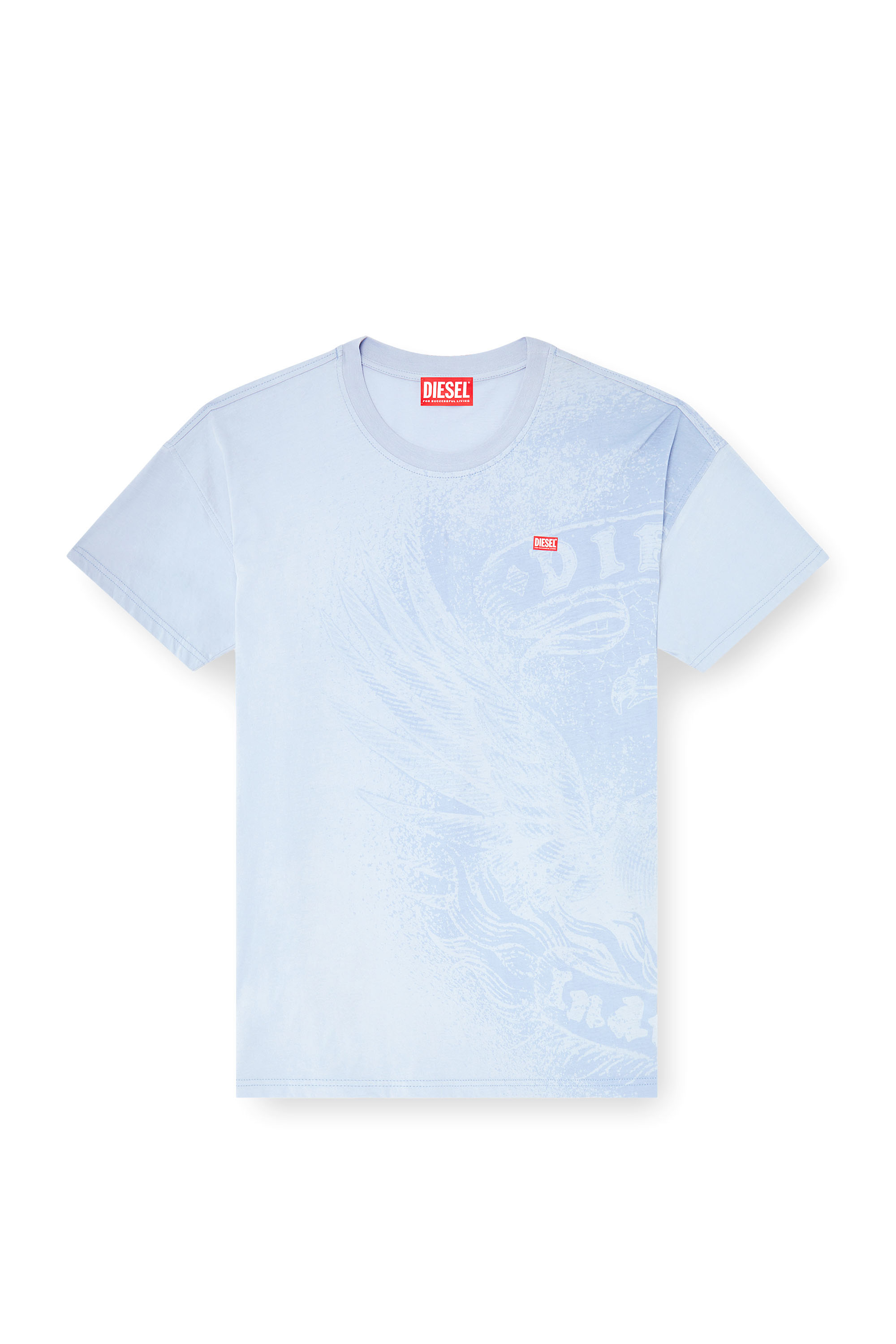 Diesel - T-BOXT-AA3, Man's Relaxed T-shirt with pigment prints in Light Blue - 3