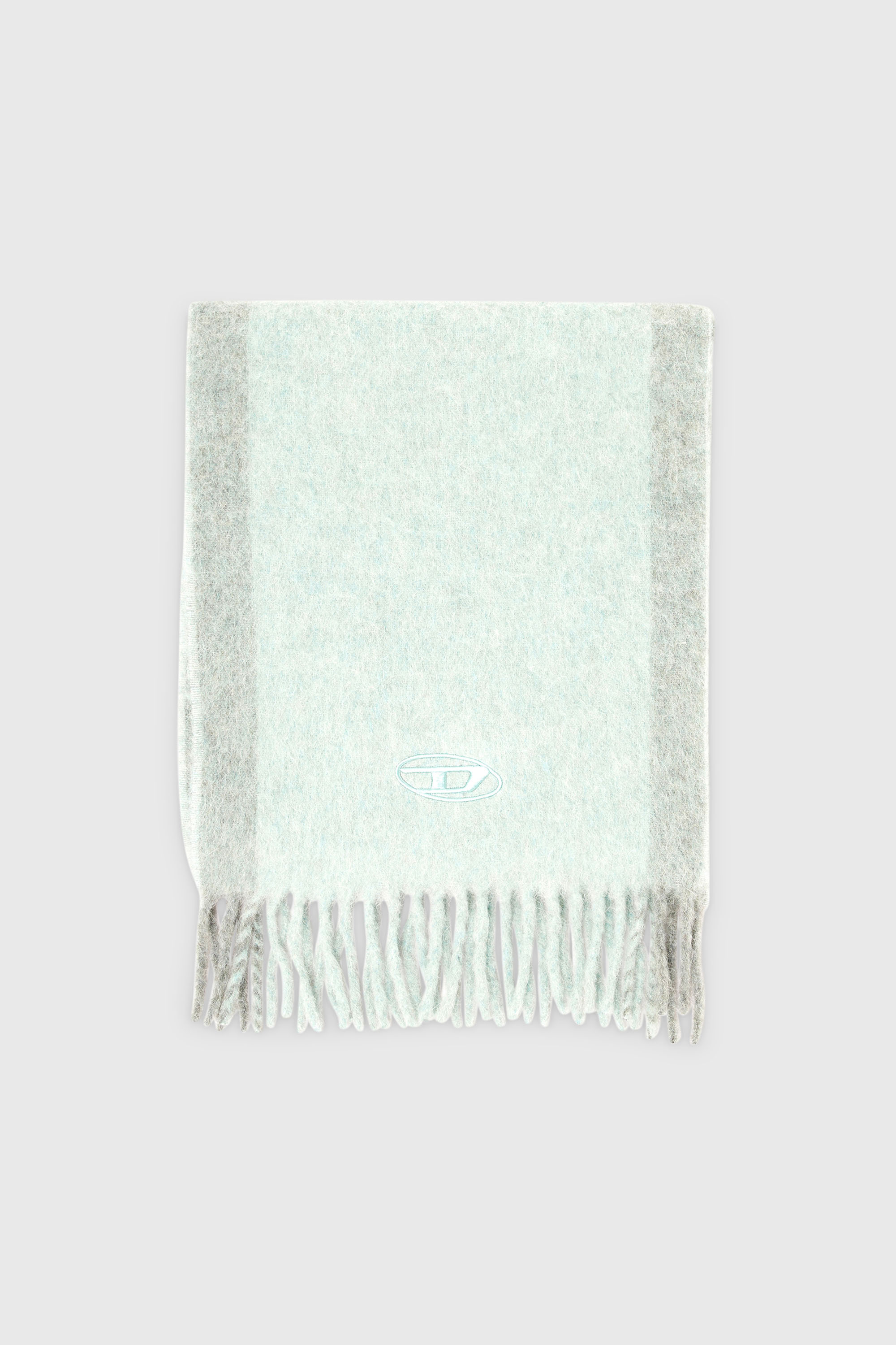 Diesel - S-OLID, Man's Wool-blend scarf with contrast stripes in Water Green - 1