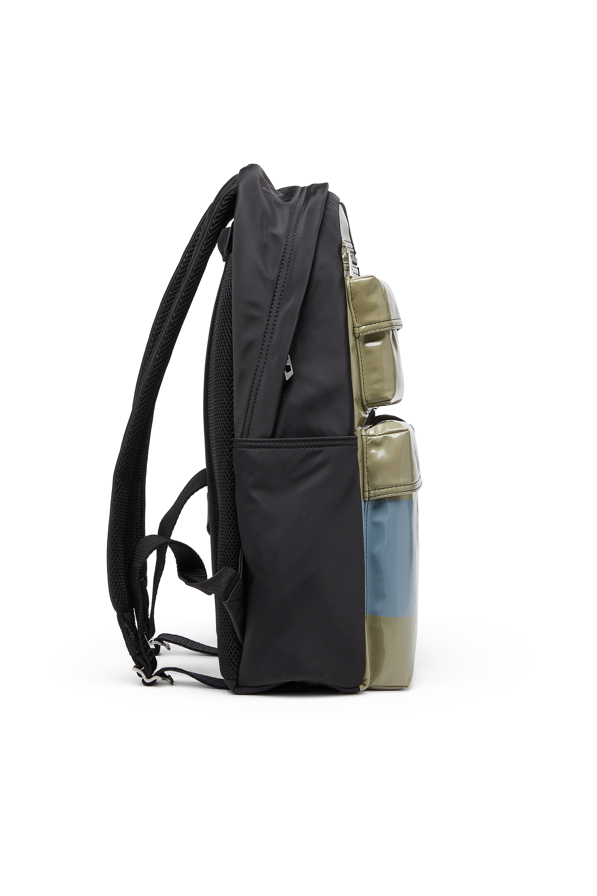Diesel - MULTI-PKTS BACKPACK X, Unisex's Multi-Pkts - Color-block backpack with multiple pockets in Black/Green - 4