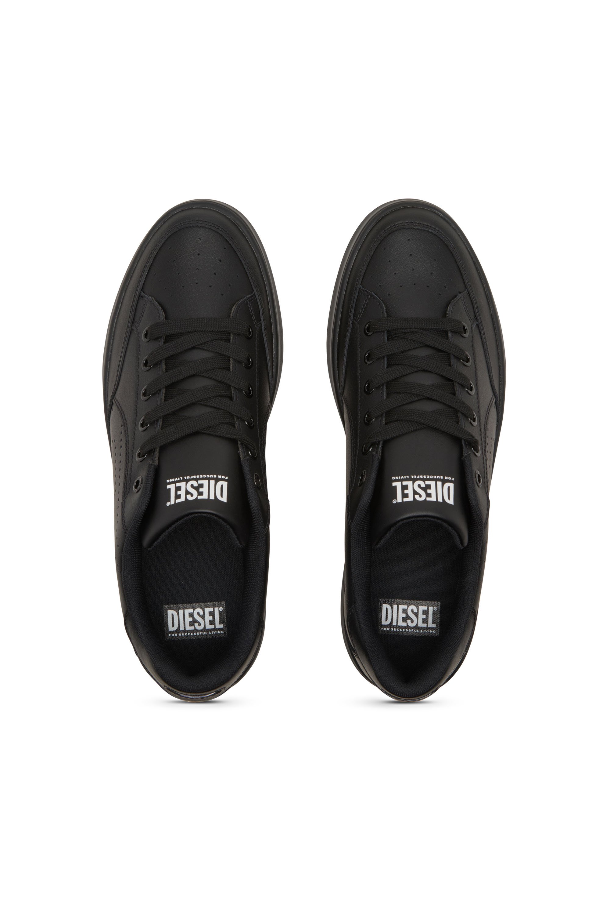 Diesel - S-DAKOTA LOW, Man's Leather sneakers with perforated logo in Black - 6