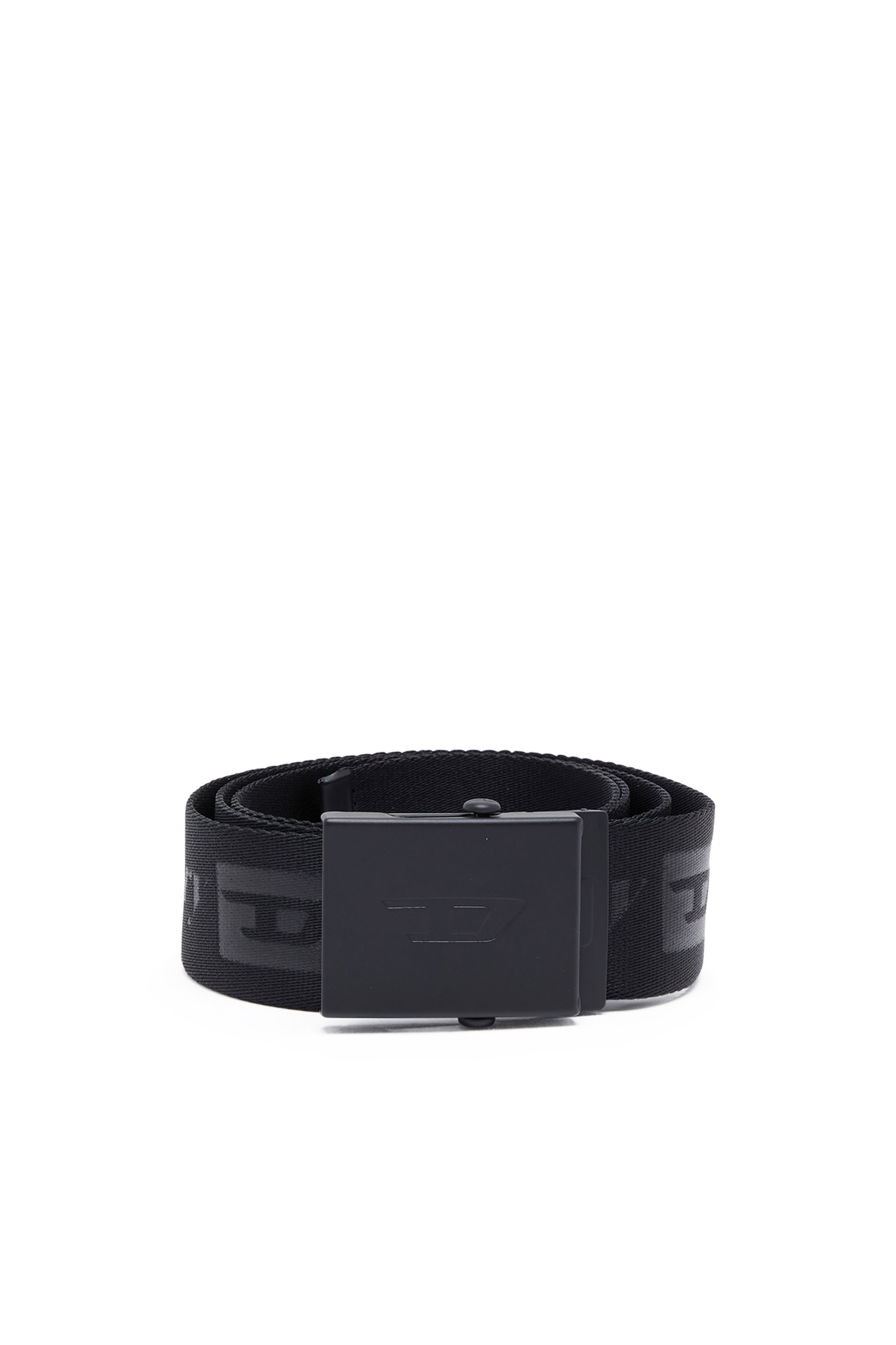 Diesel - B-DIESEL IND-TAPE, Man's Tape belt with all-over logos in Black - 1