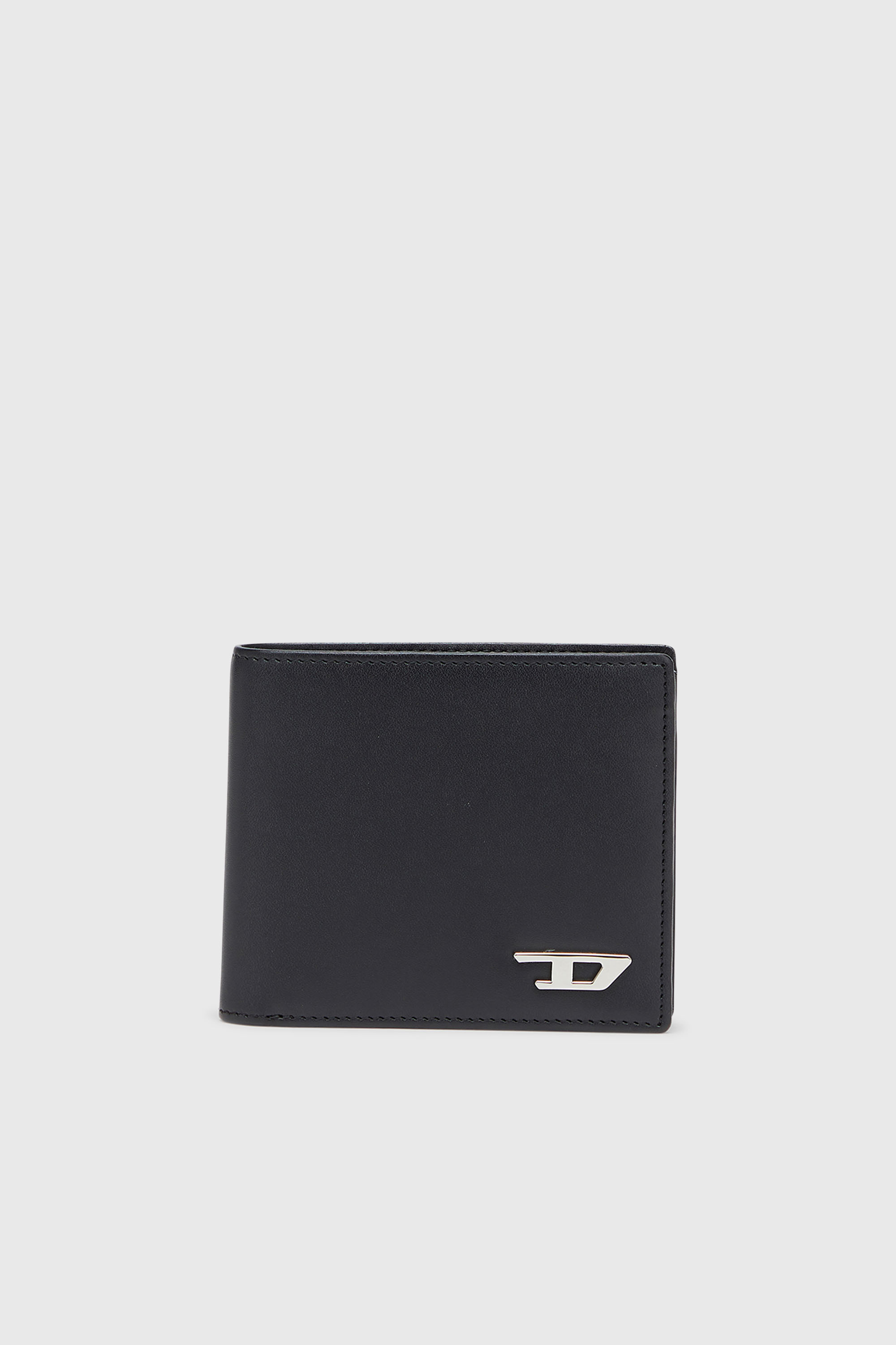 Diesel - BI FOLD COIN S, Man's Bi-fold wallet in leather with coin pocket in Black - 1